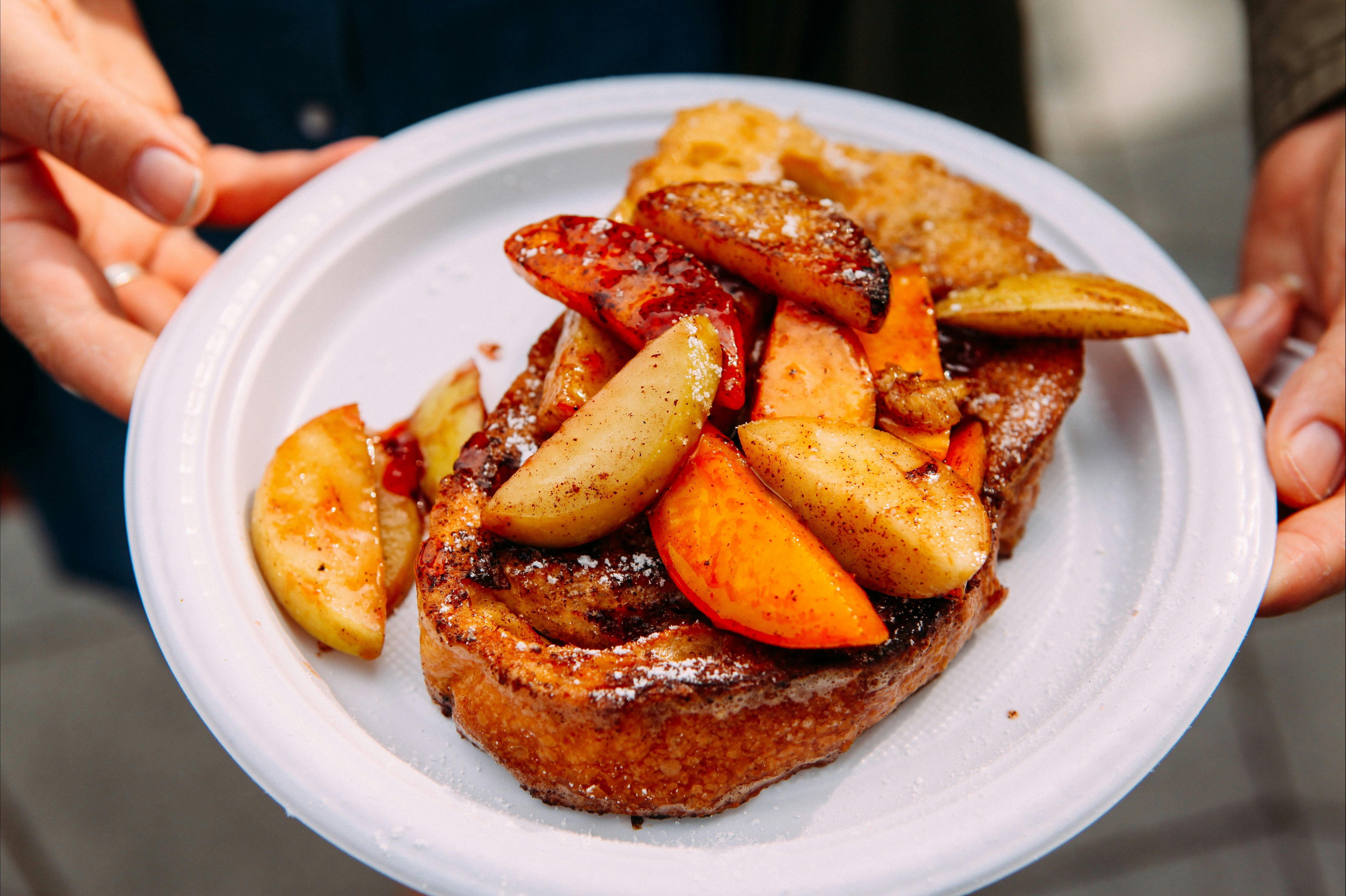 French toast with fresh peaches from Courtney's Brasserie
