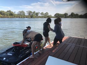 Large shaded rear swim deck