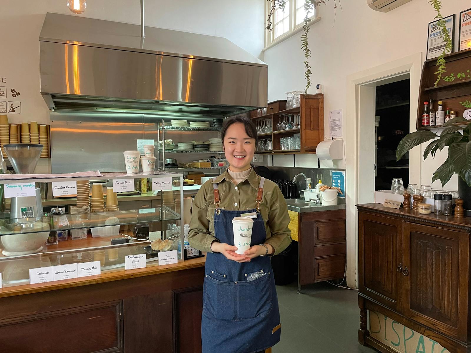 The Dispatch Cafe is on ground level, run by Ellen Yang. Takeaways are available from Dispatch & Go.