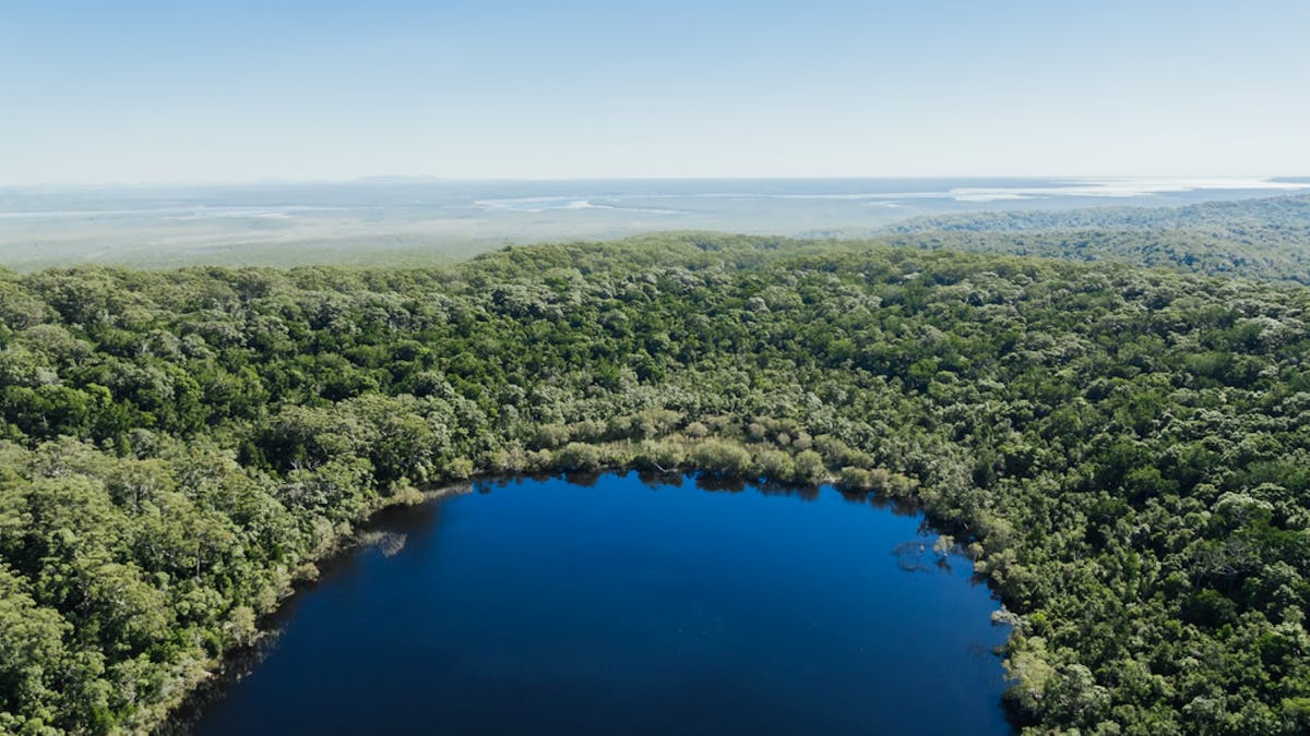 Close-u aerial of lake Poona