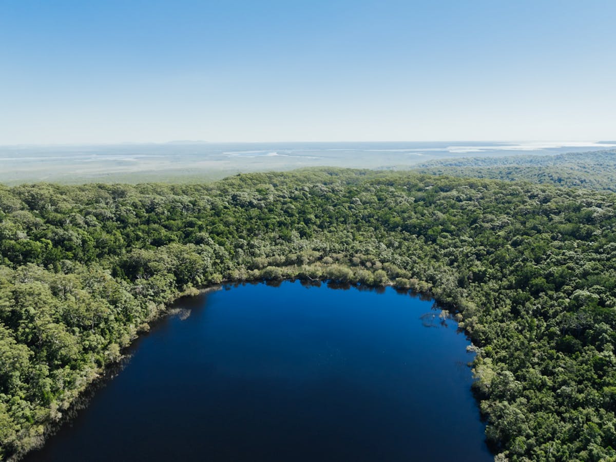 Close-u aerial of lake Poona