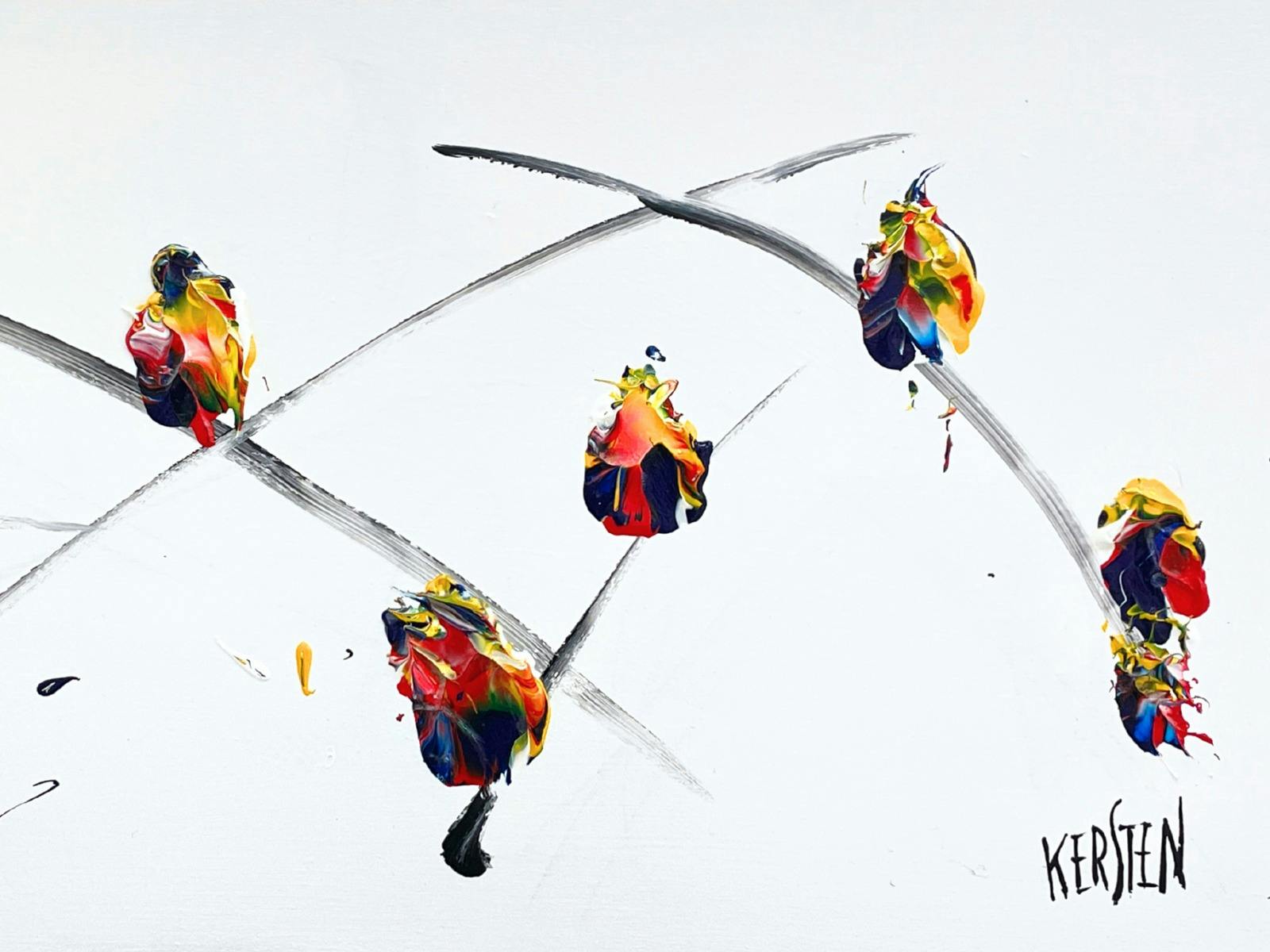 추상적인 아크릴화로 그린 새 그림