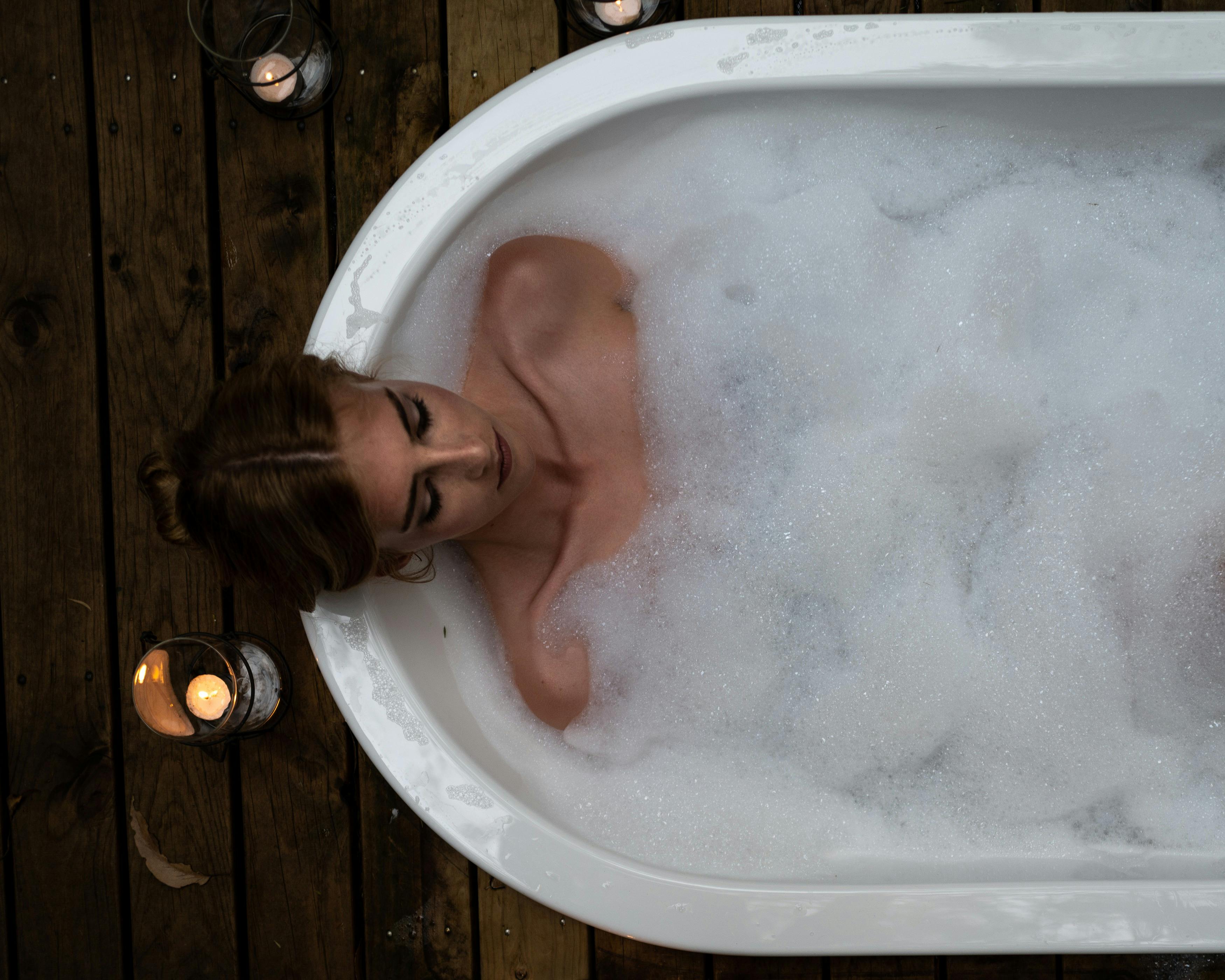 bath at the stand alone cabin