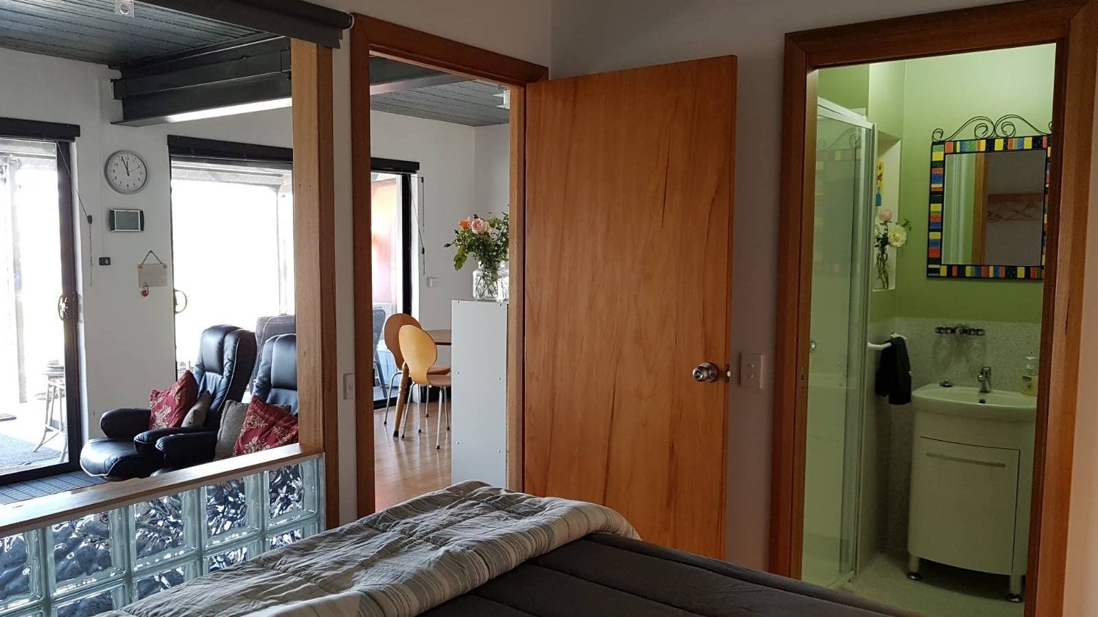 Bedroom and living area.