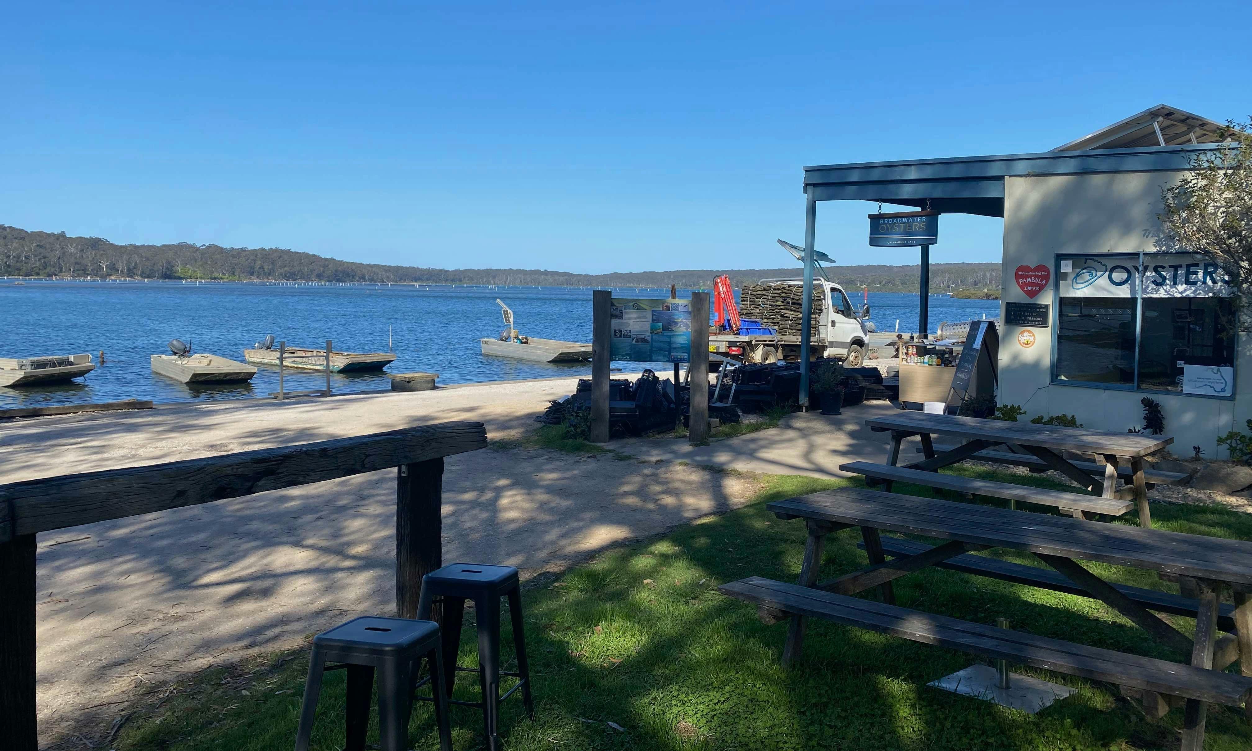 Broadwater Oysters Farm Gate, farm shop and picnic area on the foreshore of Pambula Lake