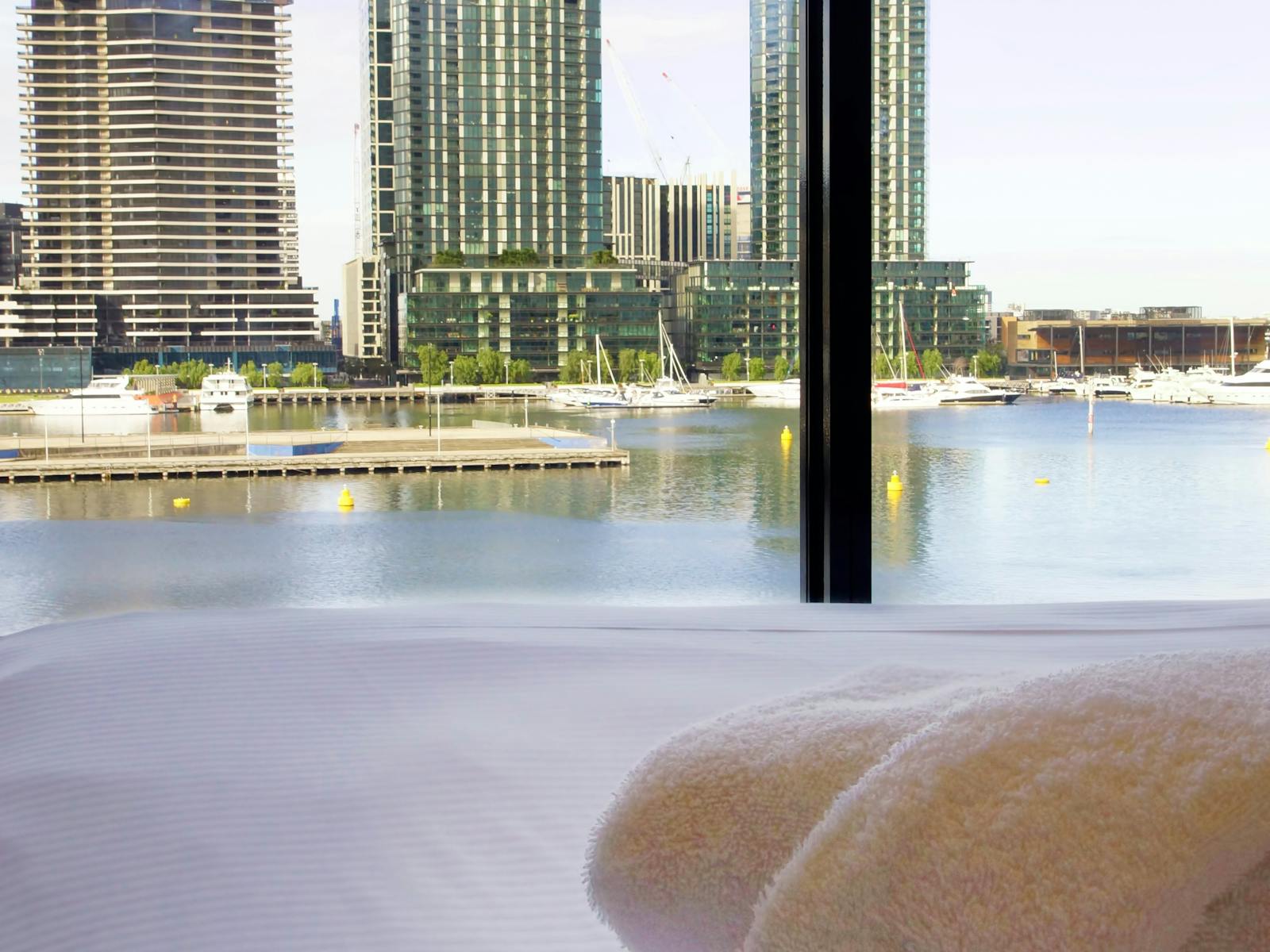 Bedroom overlooking harbour.