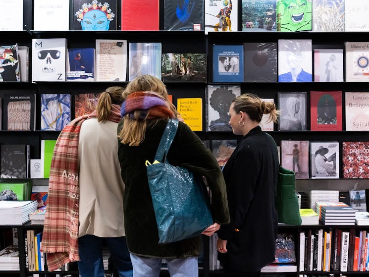People browsing art books at the MCA Store