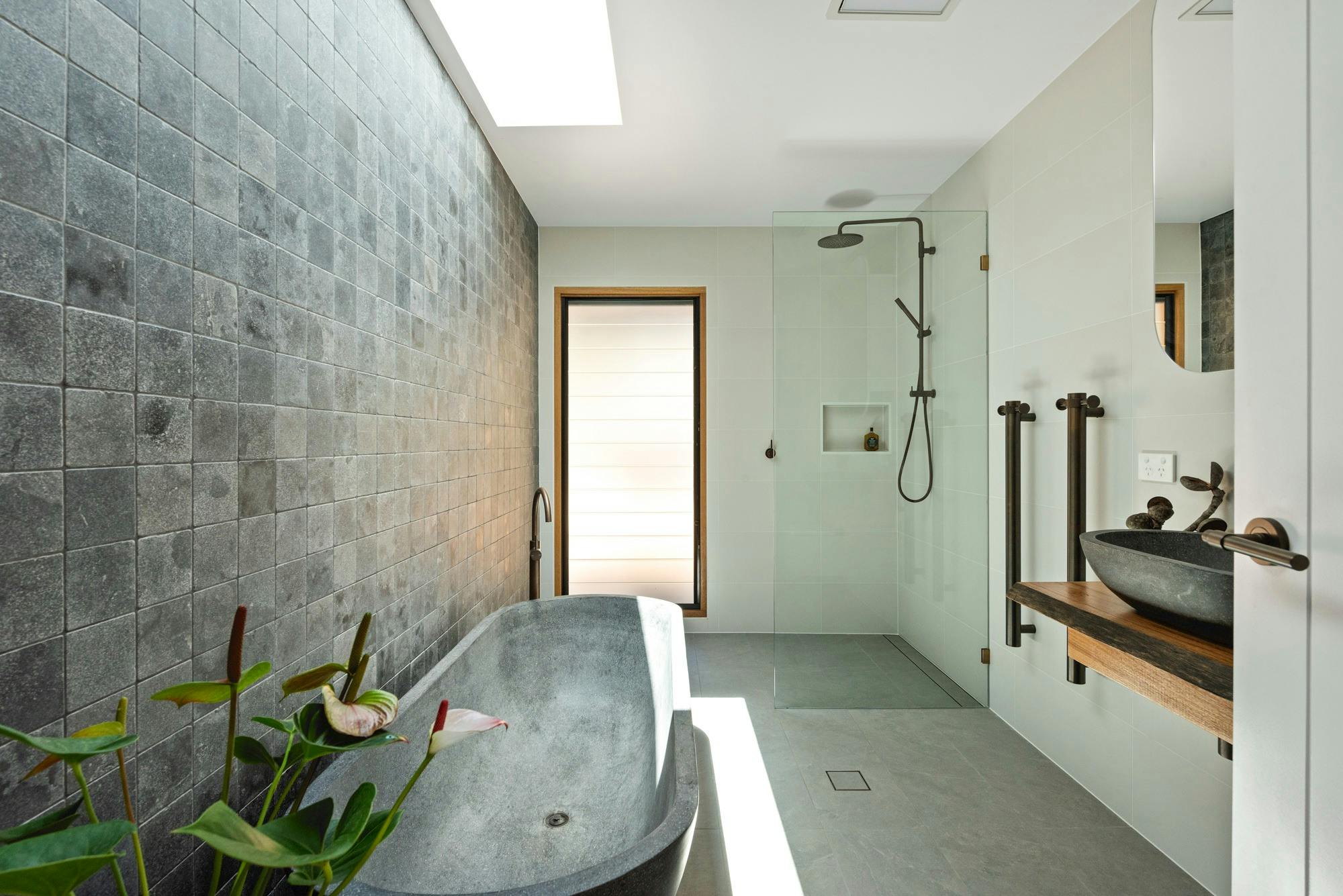 Bathroom with skylight to gaze up to see the stars as you soak away