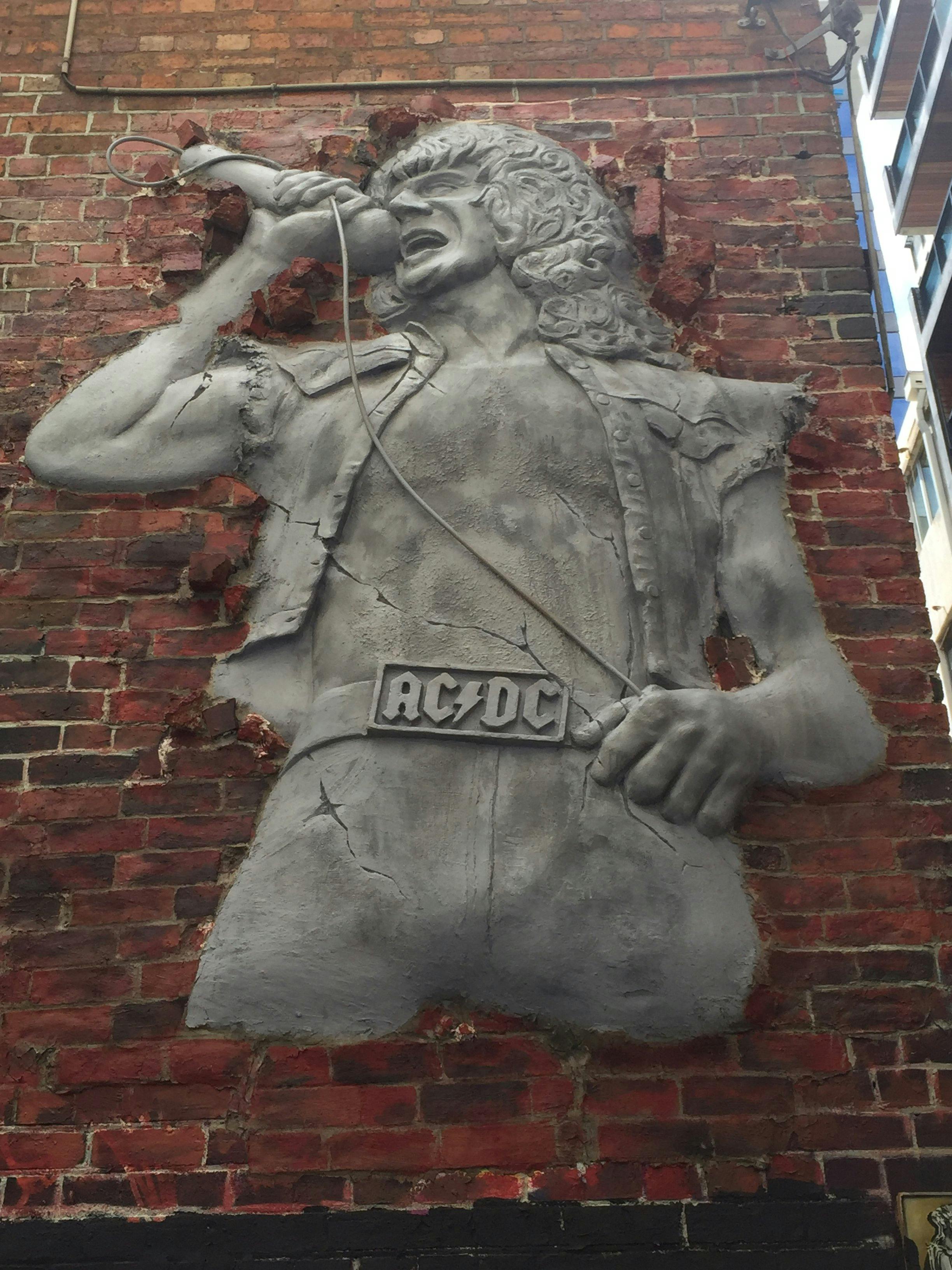 Street art of Bon Scott in ACDC Lane