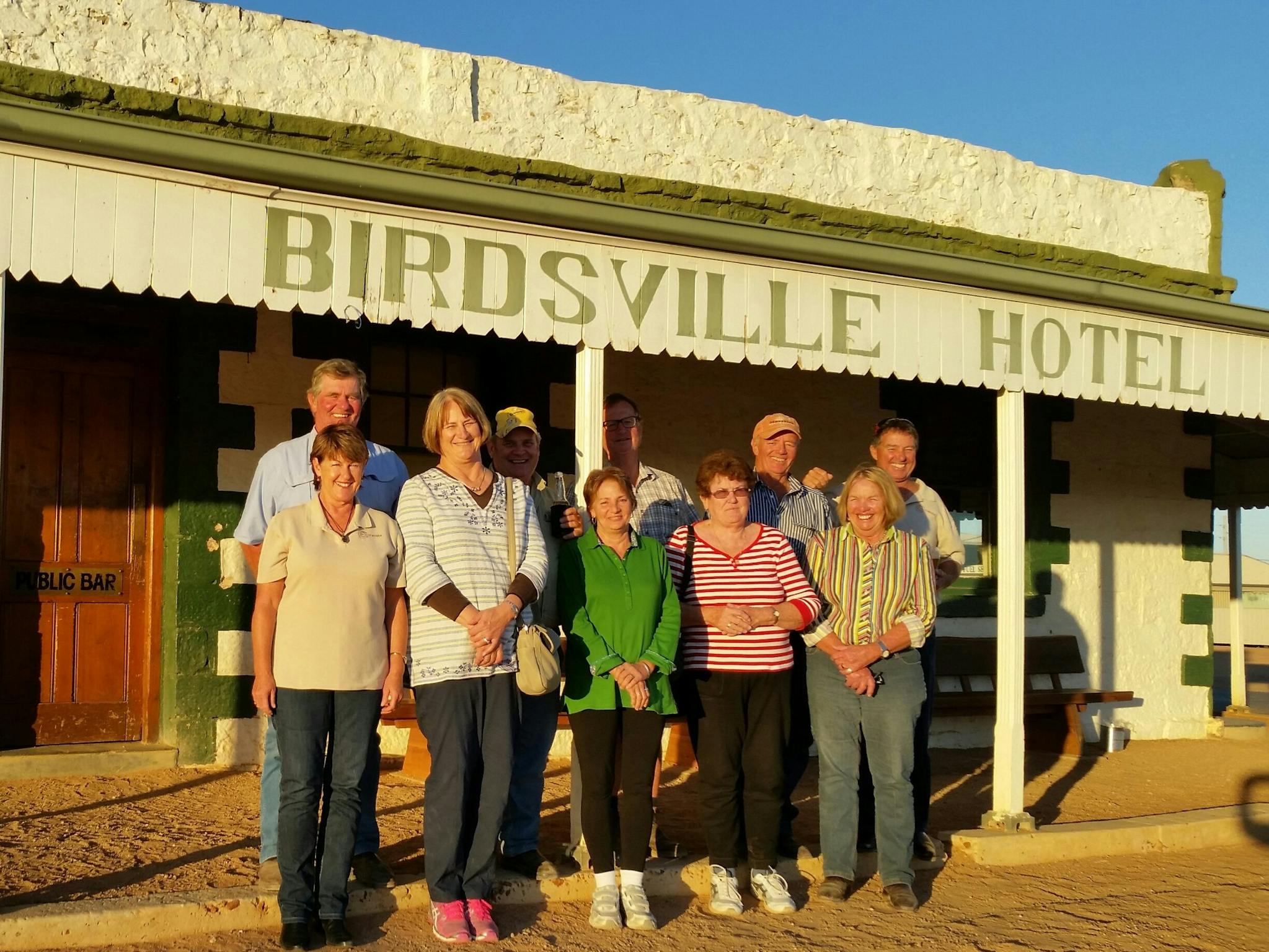 Our group outside Birdsville Hotel