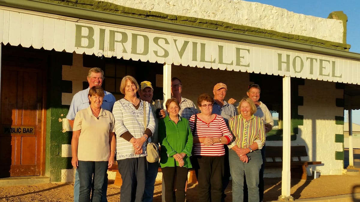 Our group outside Birdsville Hotel
