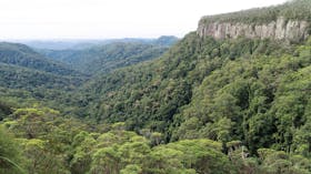 View of plateau, valley and mountains.