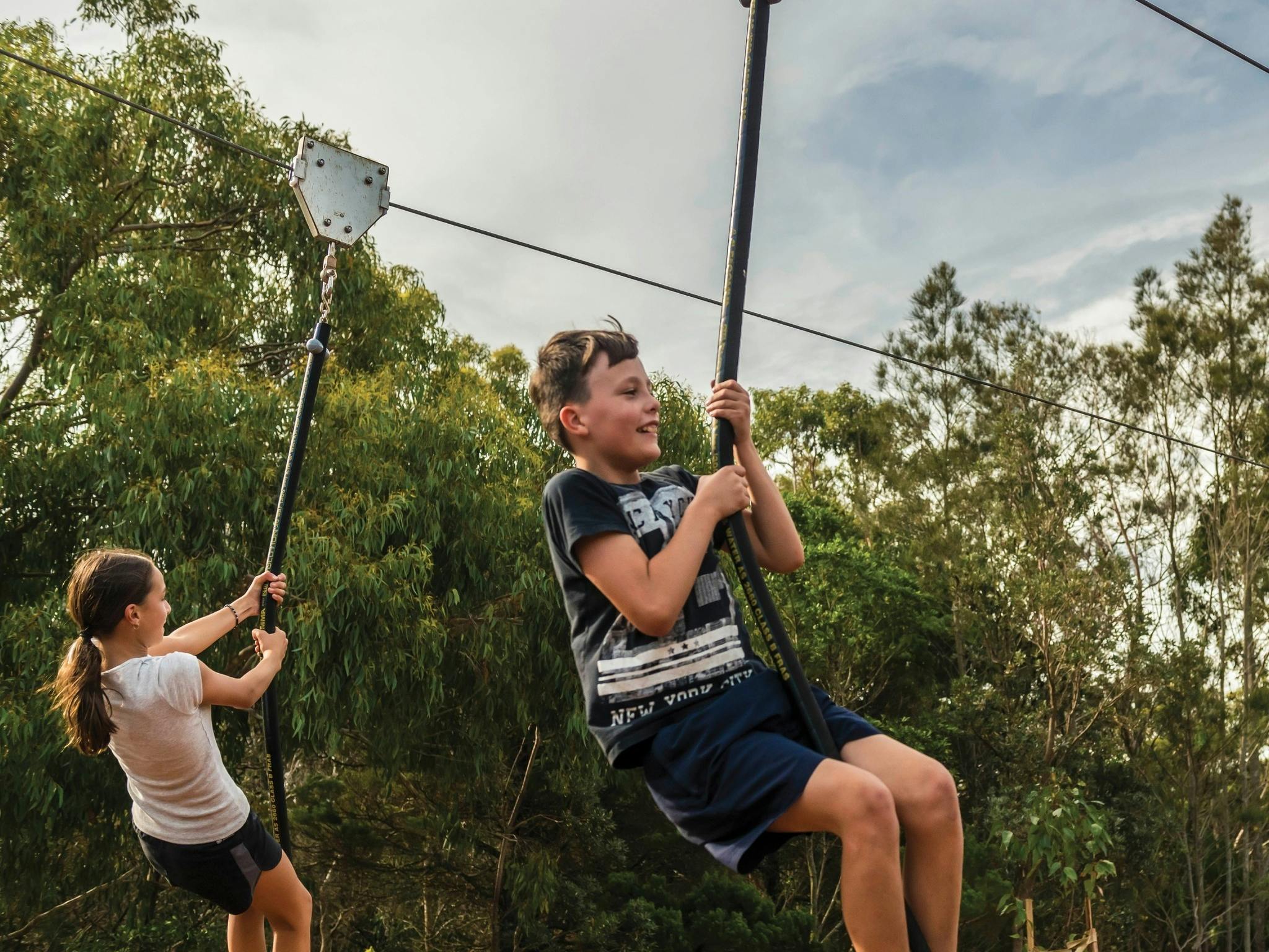 Kids on flying fox