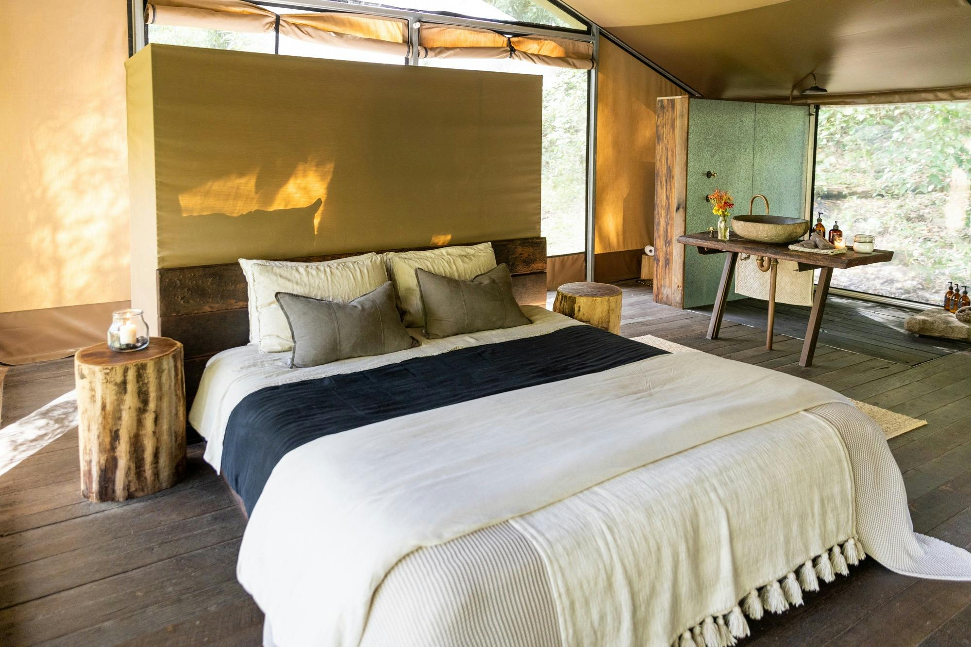 Luxury king size bed with organic linen.