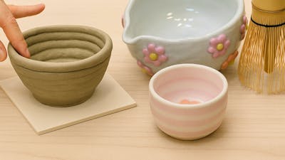 hand building a matcha bowl