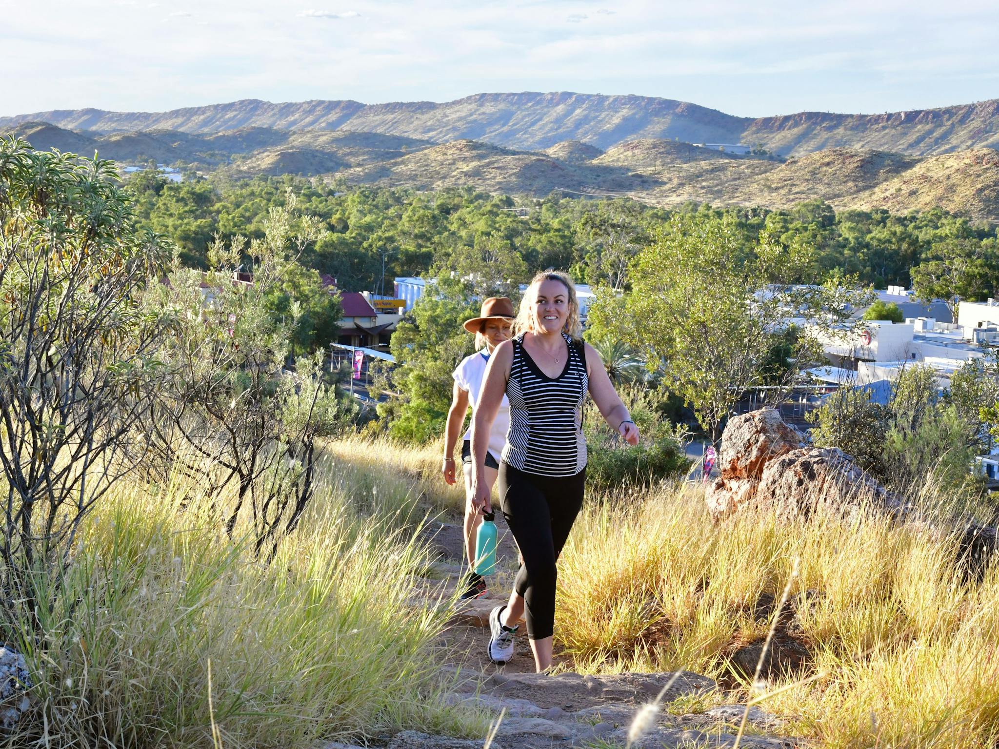 People walking up Anzac Hill in Alice Springs