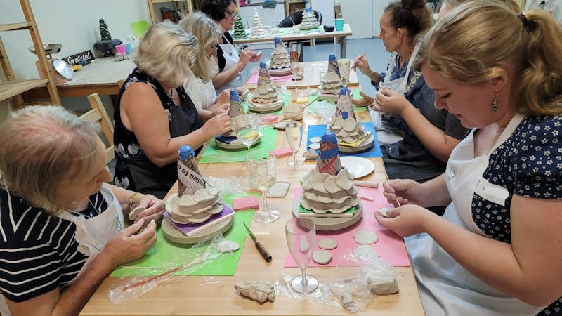Ladies creating in Clay Class at the Mud Club