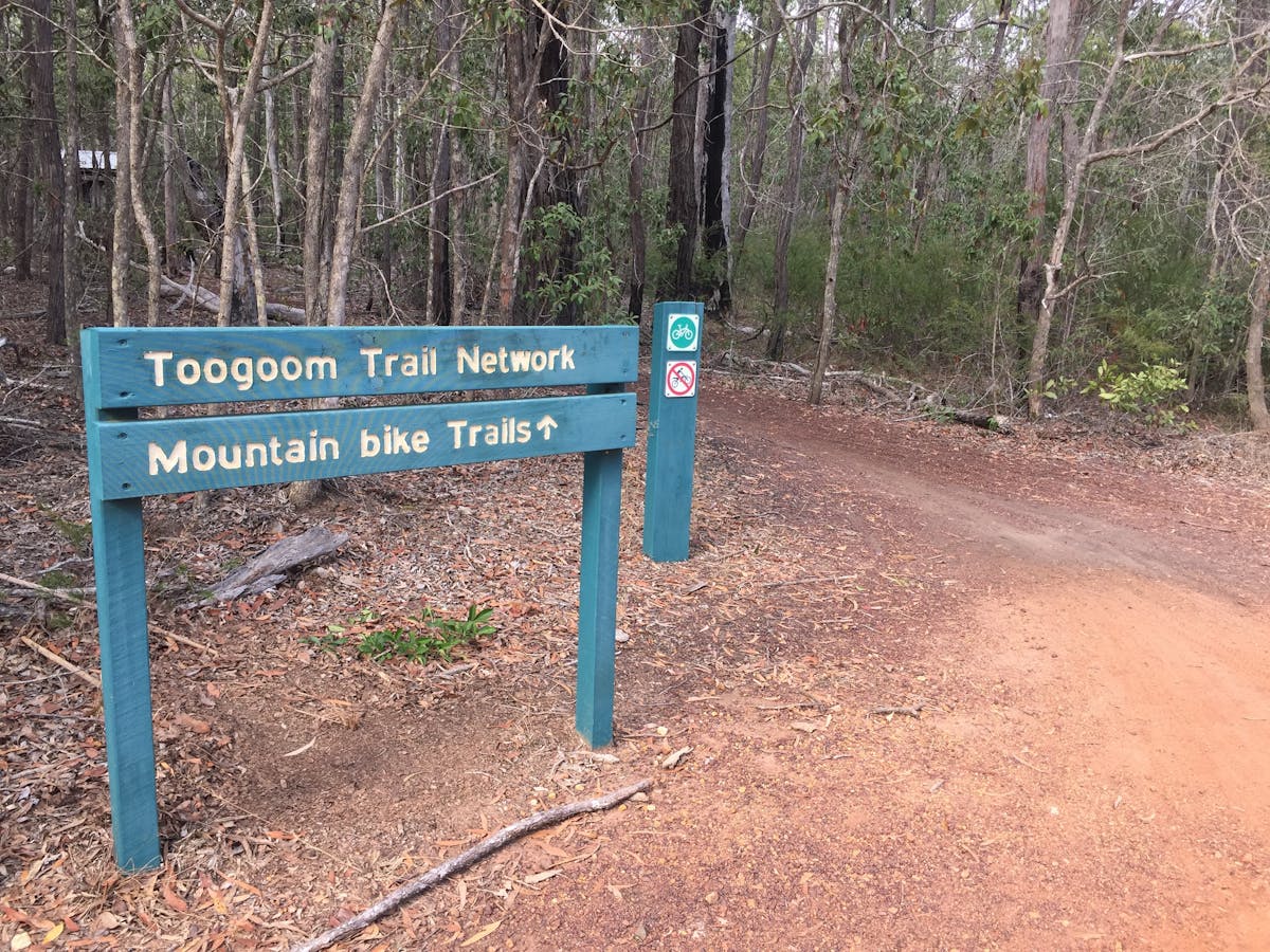photo of the sign at the start of Toogoom Mountain Bike Trails