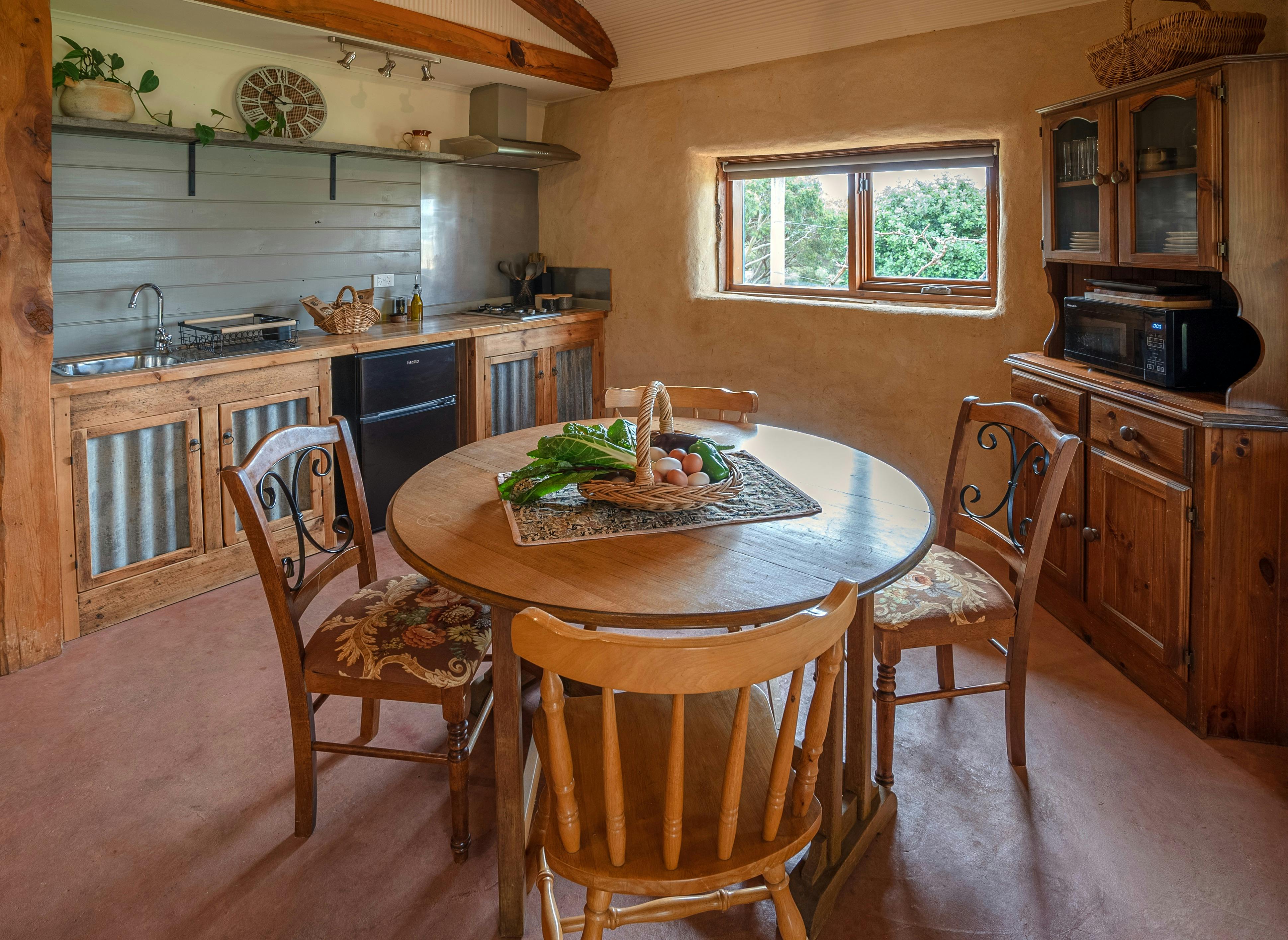 kitchenette and dining area with views of the rolling hills