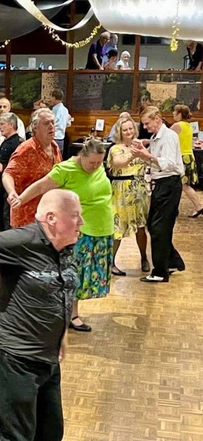 Photo of group of people social dancing in Canberra in the Zeppelin Room at the Harmonie German Club