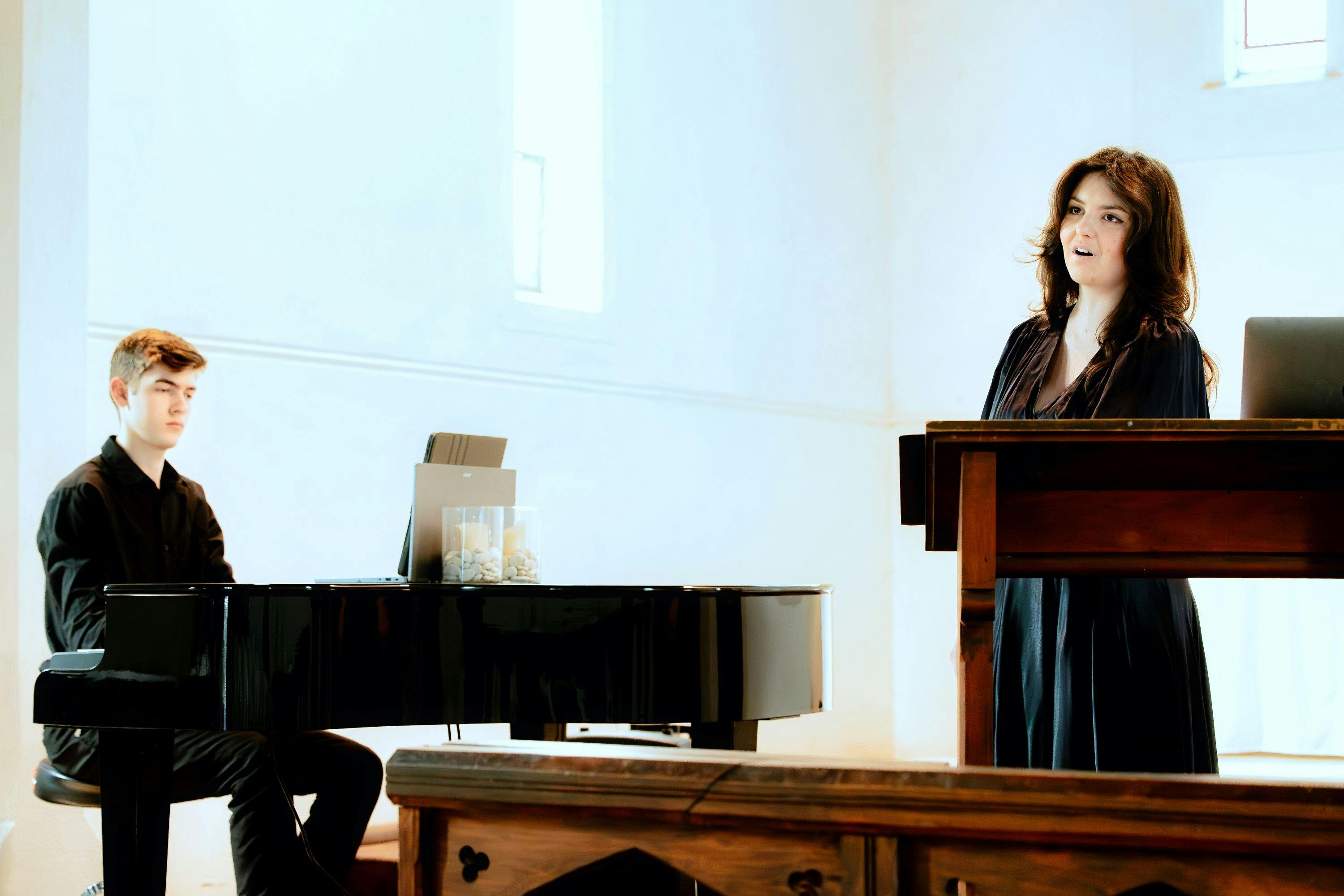Soprano Monique Rose and accompanist at the Newbridge church
