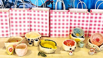 Display of hand made matcha bowls