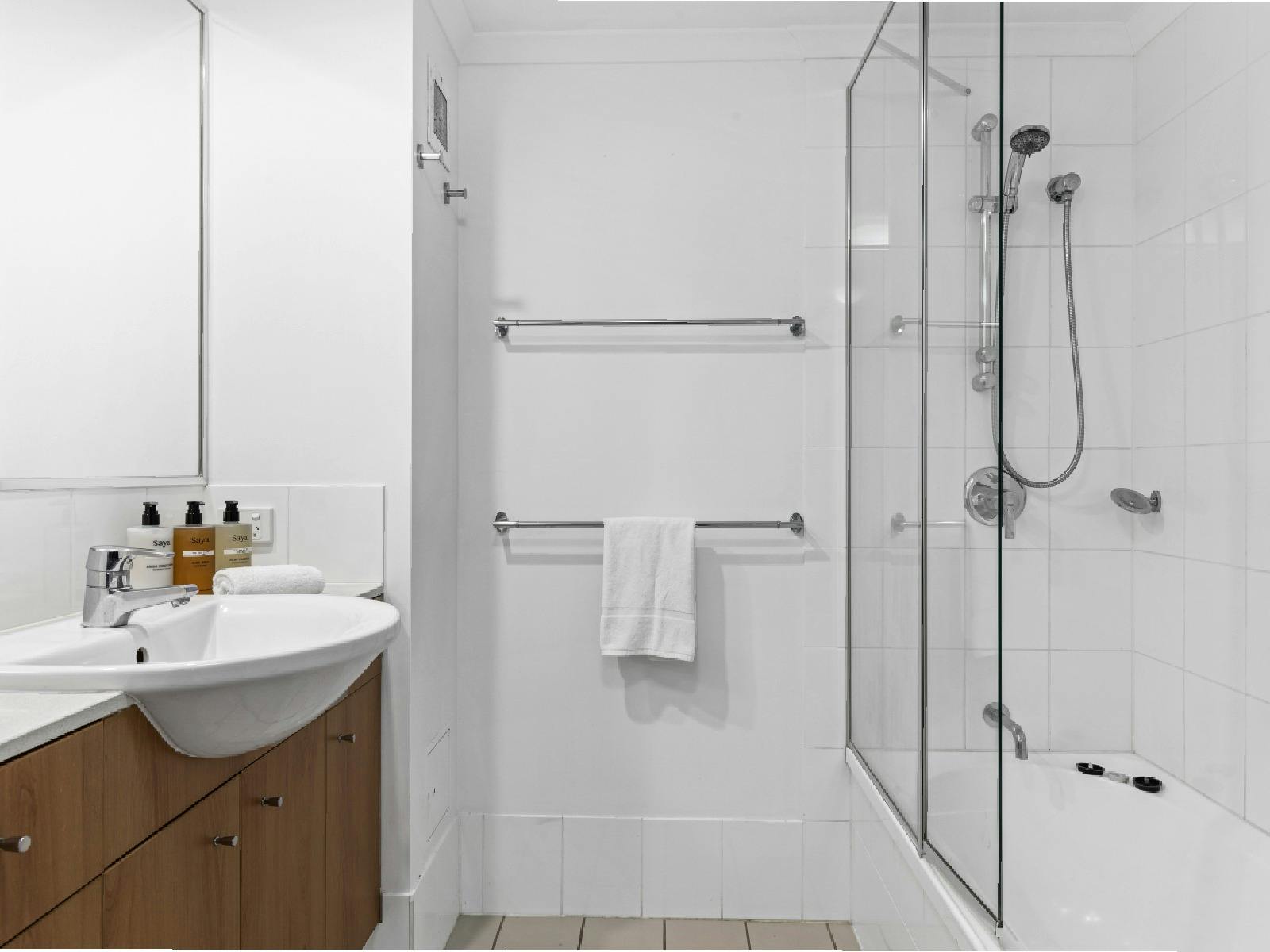 Shared bathroom and laundry