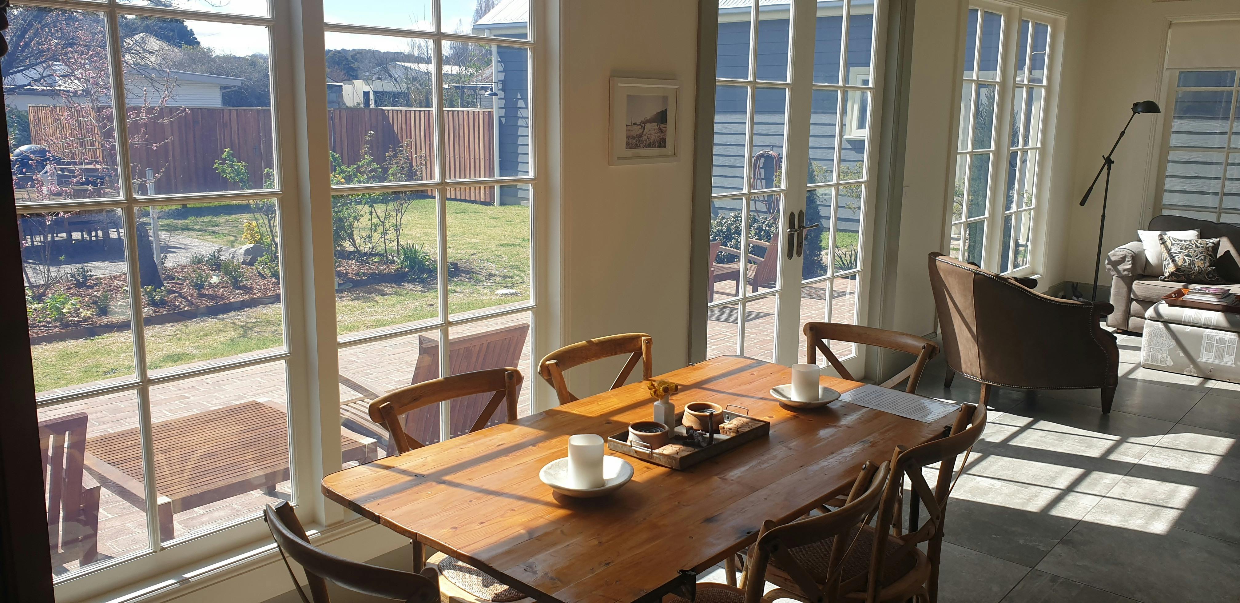 Dining area in the sunroom