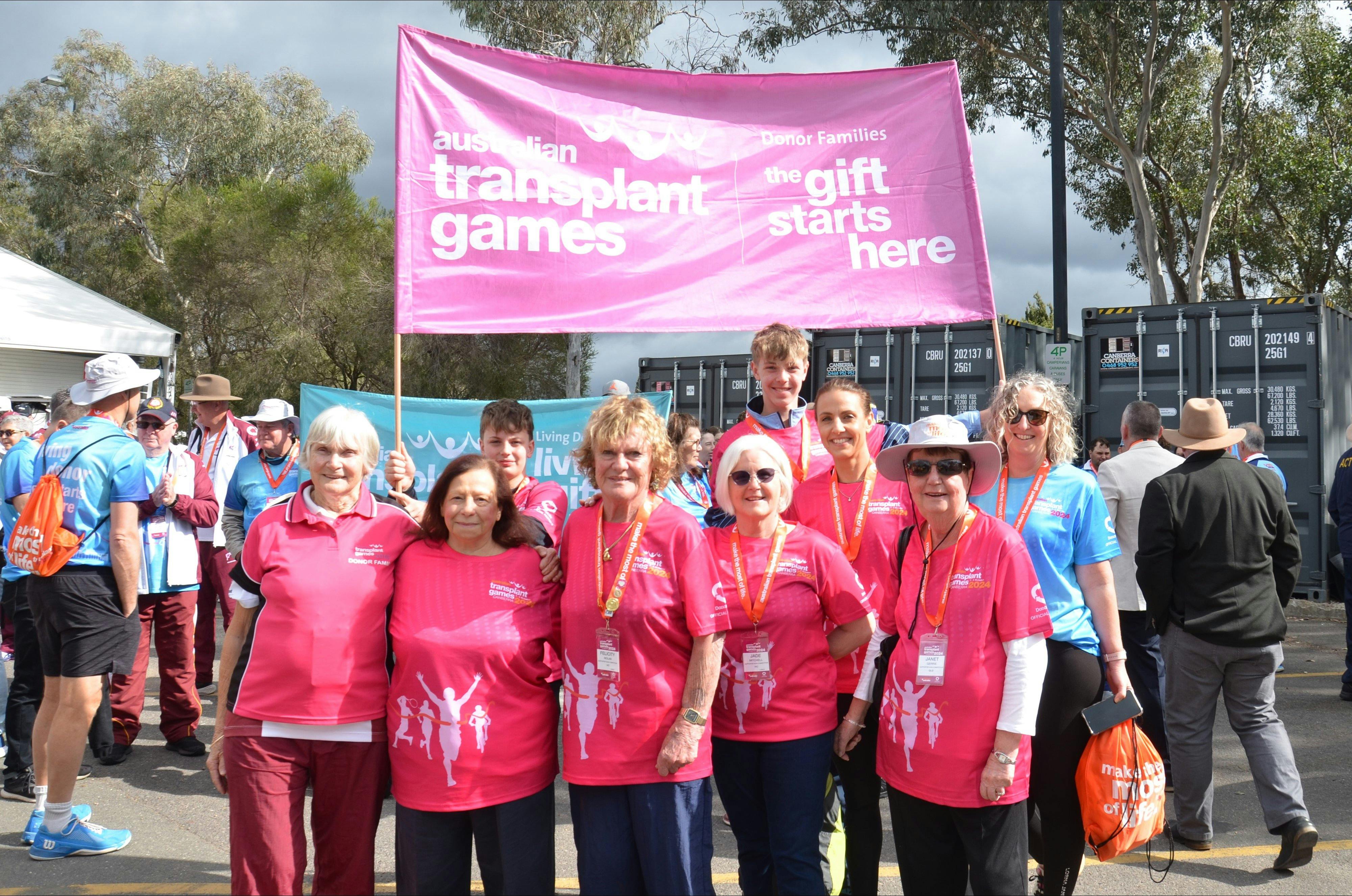 Donor families attending the opening ceremony of the Australian Transplant Games.
