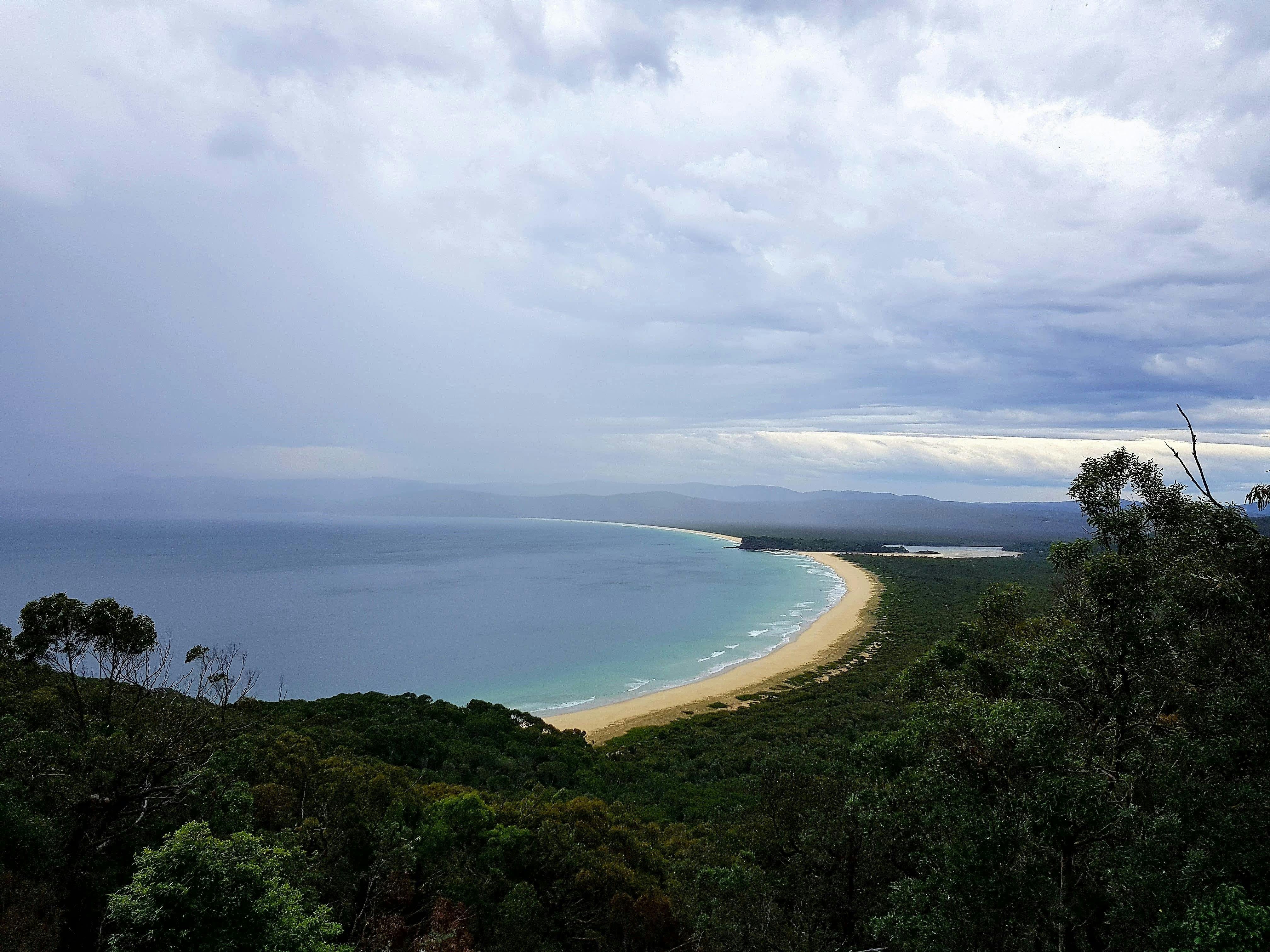 Disaster Bay in moody weather - the Light to Light Pack-Free Walk