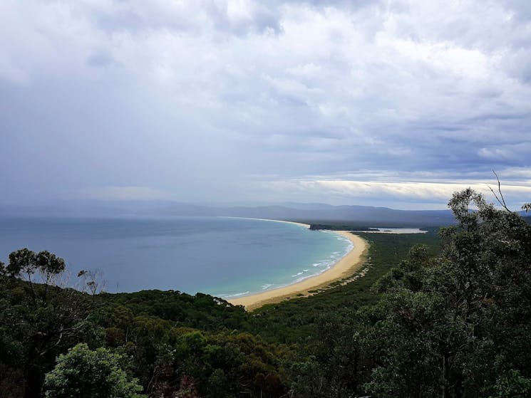 Disaster Bay in moody weather - the Light to Light Pack-Free Walk