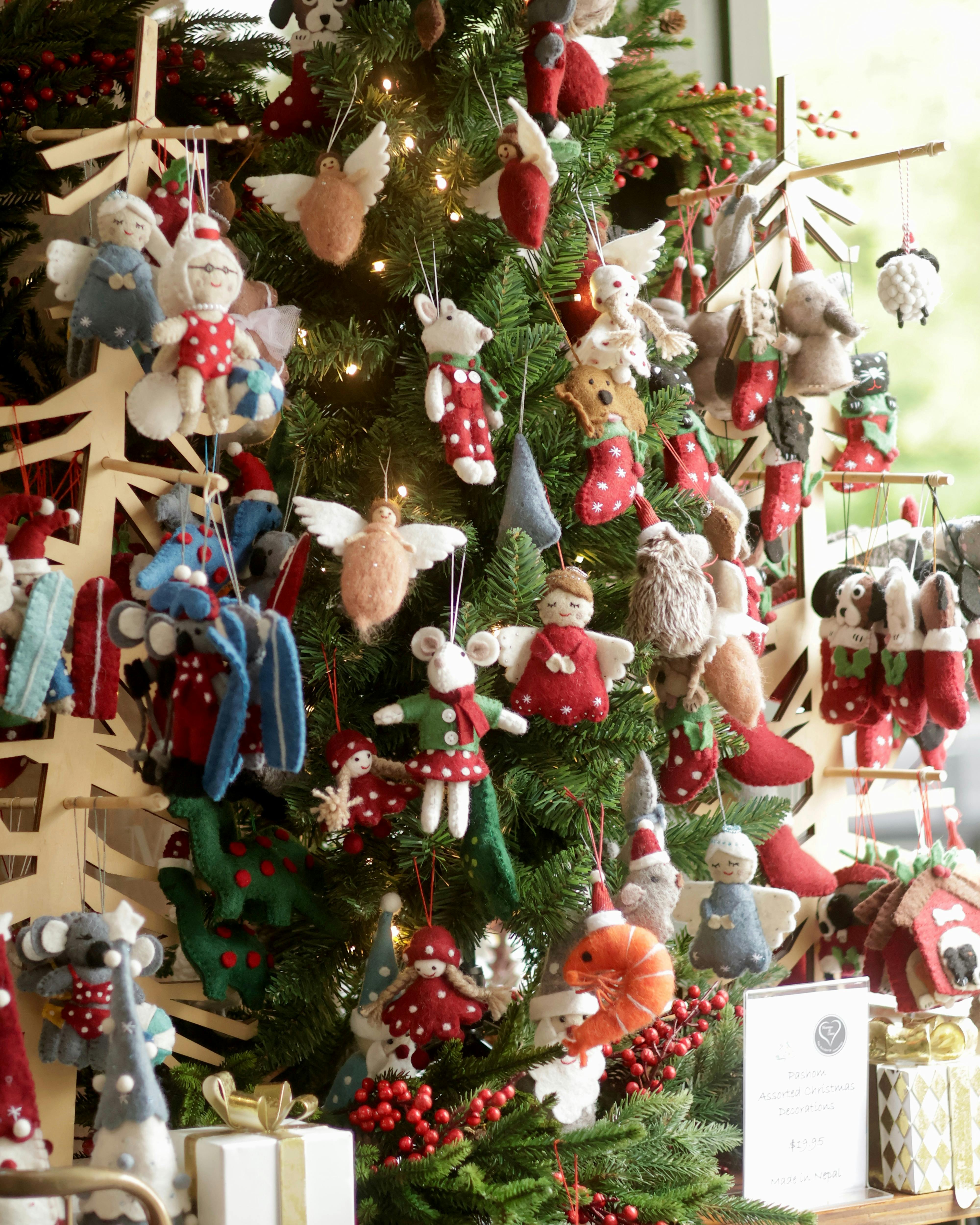 Shop our handmade christmas decorations Made In Nepal with New Zealand Wool.