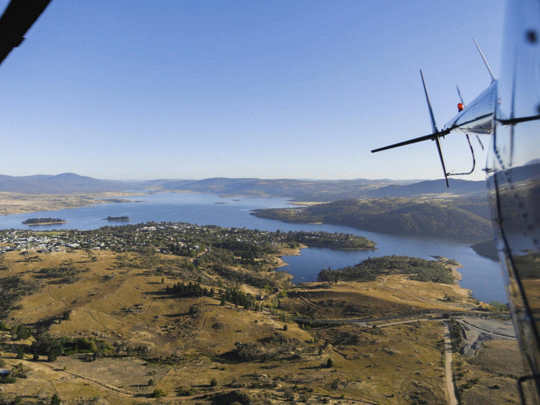 View from the helicopter looking back towards Lake Jindabyne.