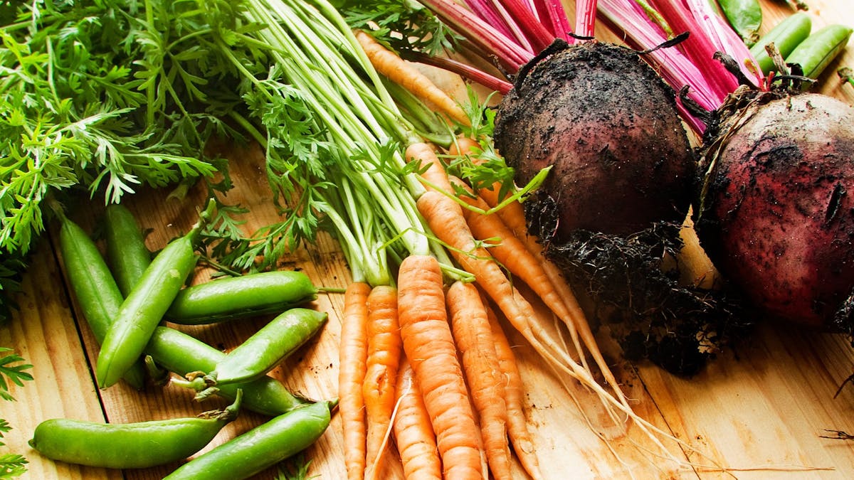 Organic vegetables on a table