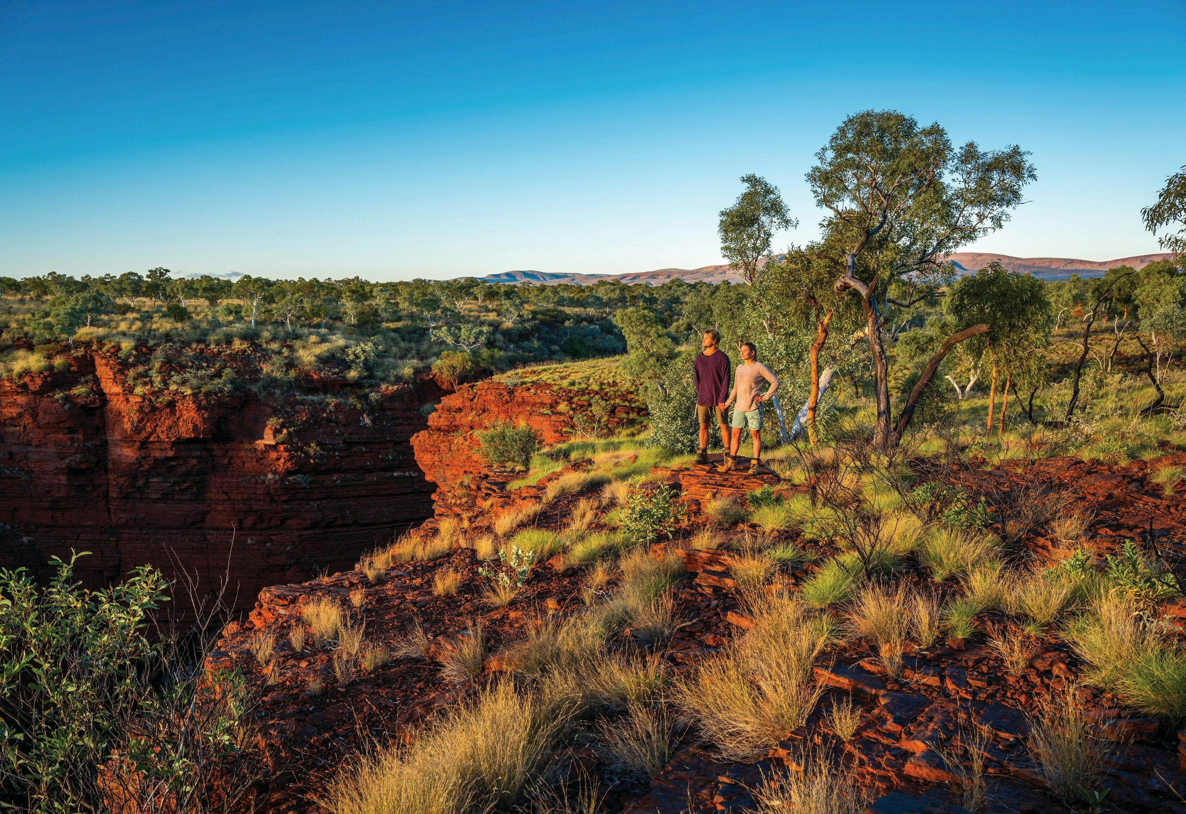 Couple hiking at Joffre Gorge inside Karijini National Park
