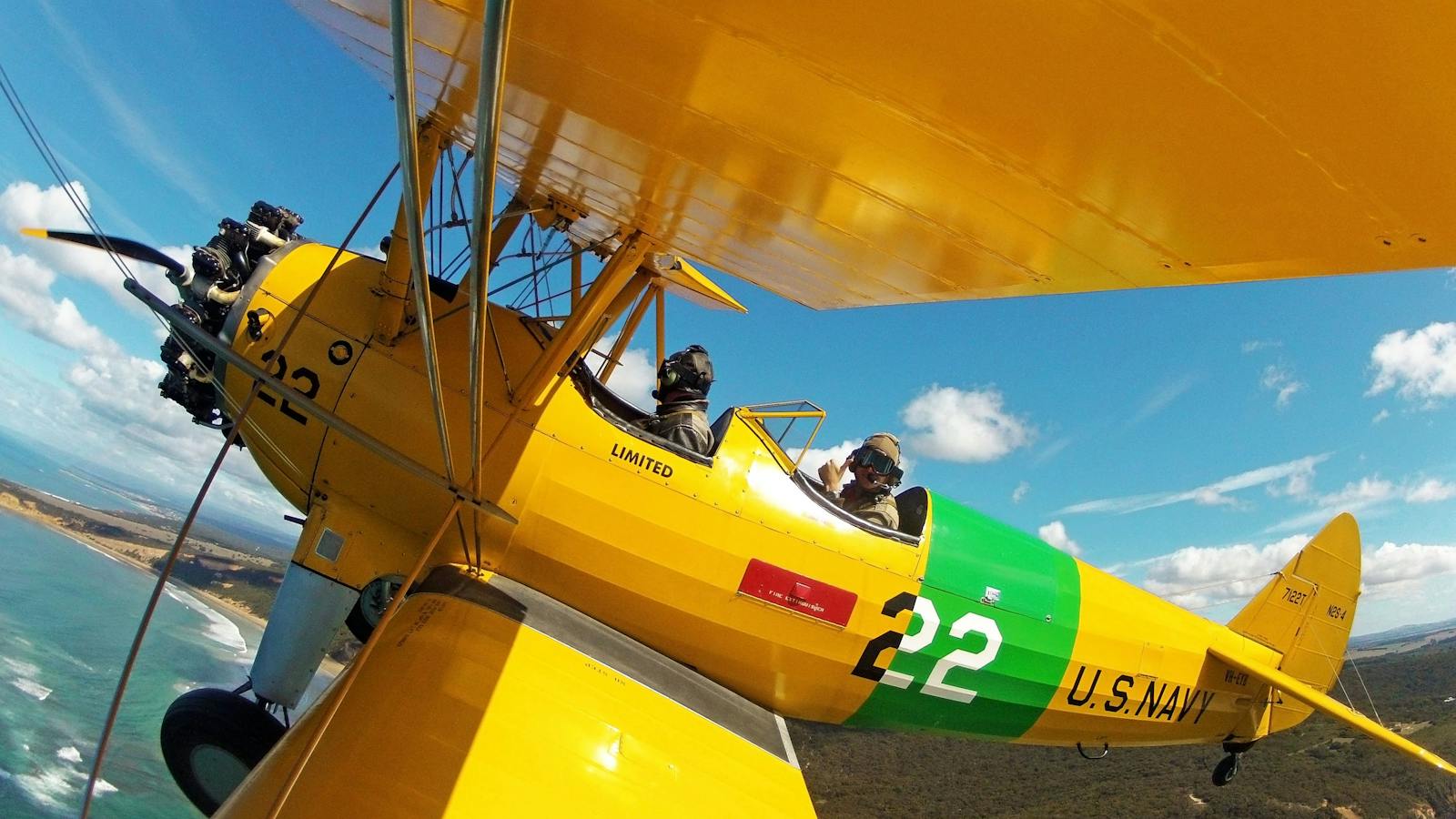 Flying in a WW2 open cockpit biplane