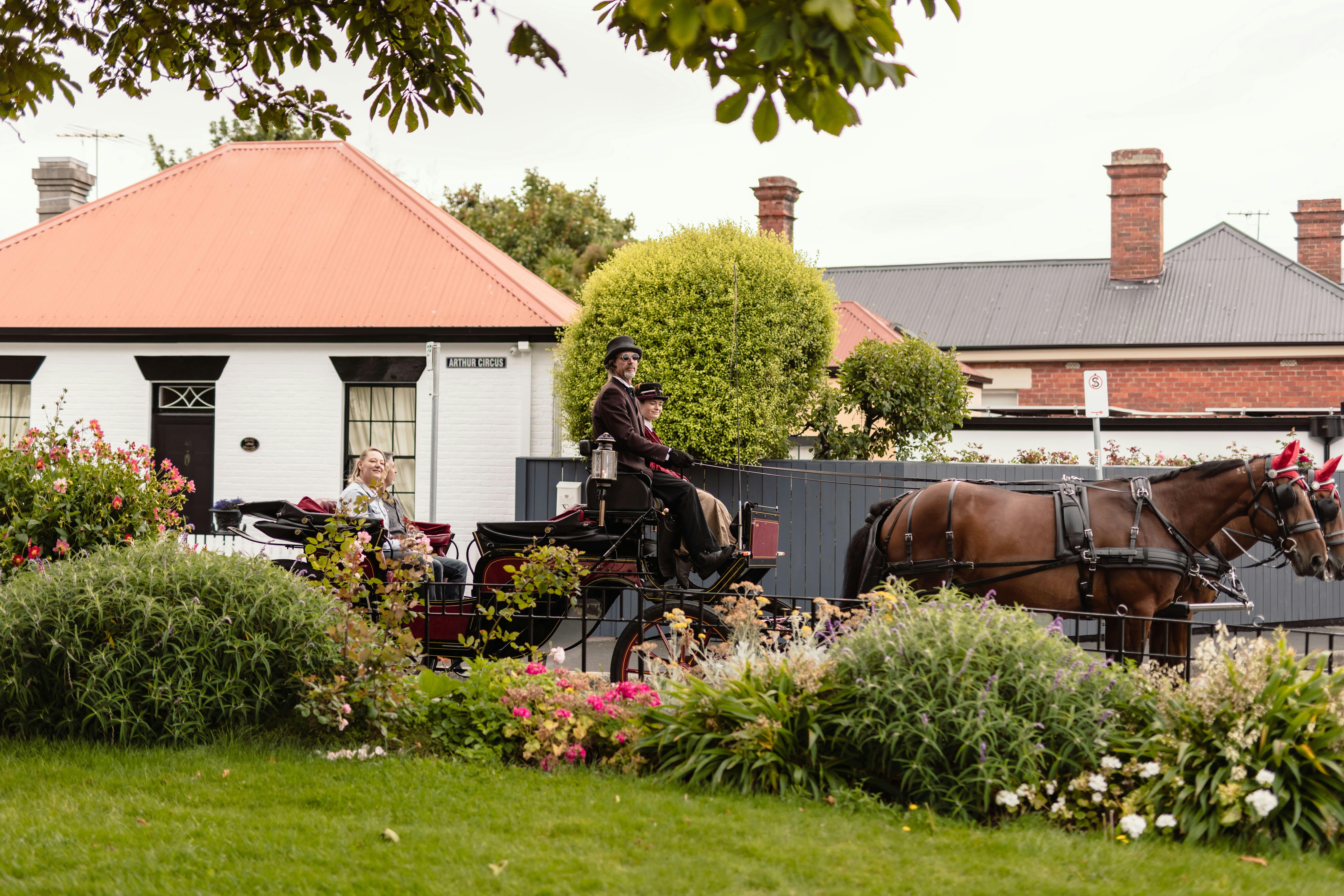 The carriage being driven around Arthurs Circus