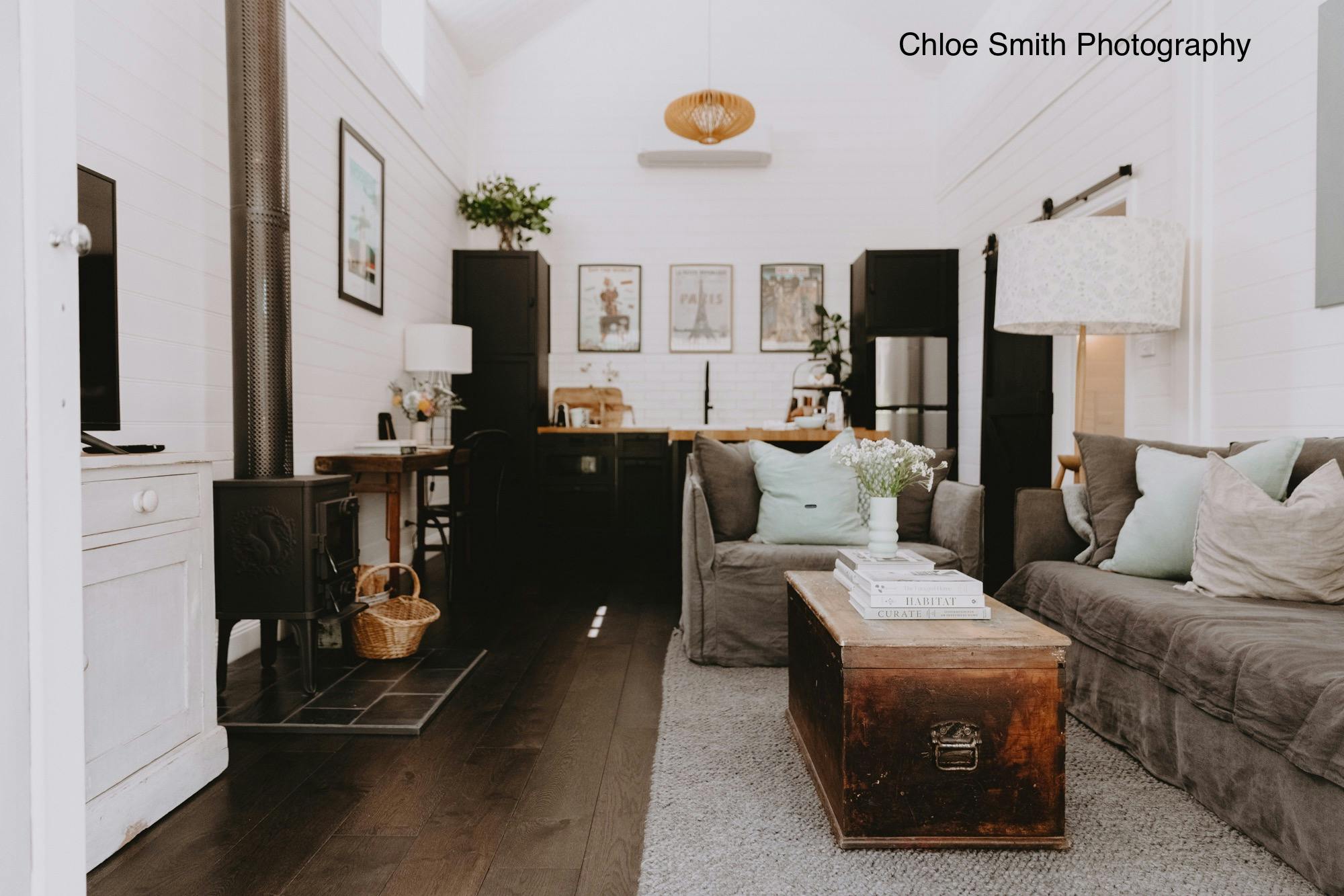 Soaring cathedral ceilings in the living space