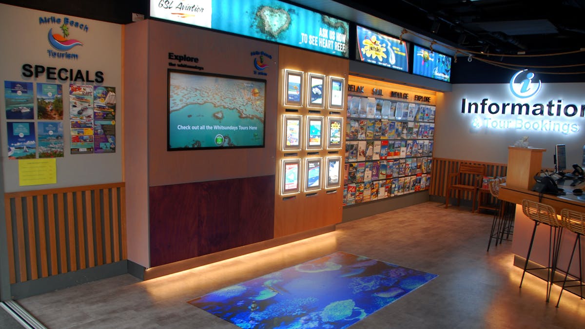 Airlie Beach tourism Interactive touch screen and brochure wall