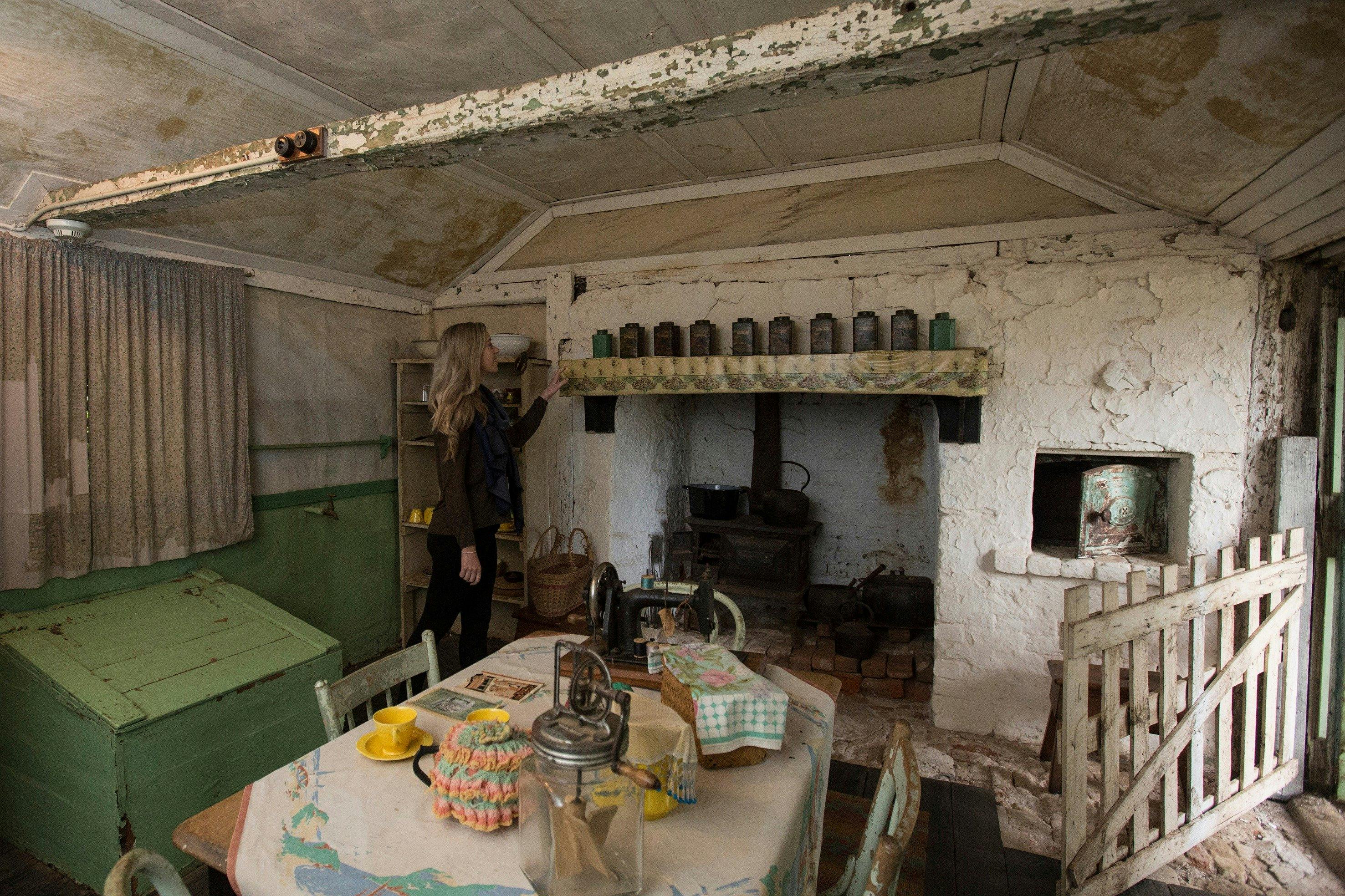 old style kitchen with fireplace