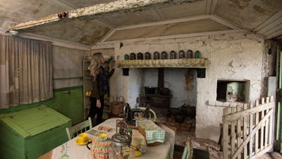 old style kitchen with fireplace