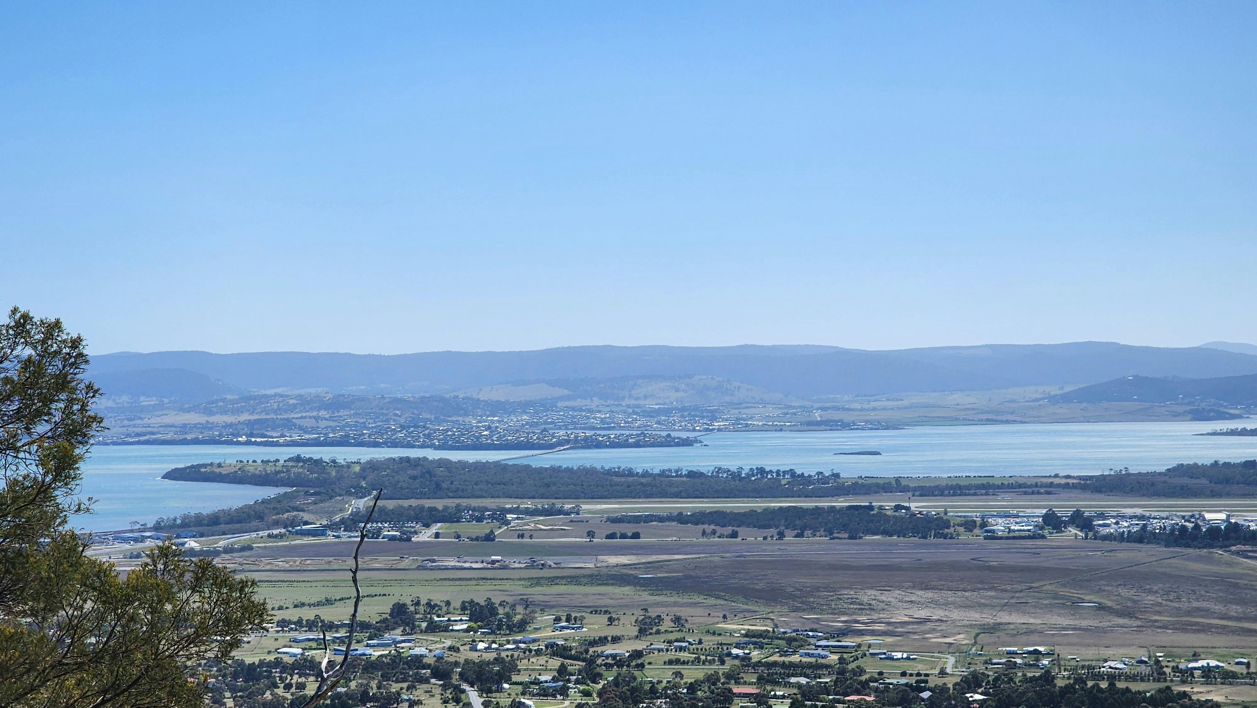 Wide views across the Tasmanian landscape from Mt Rumney