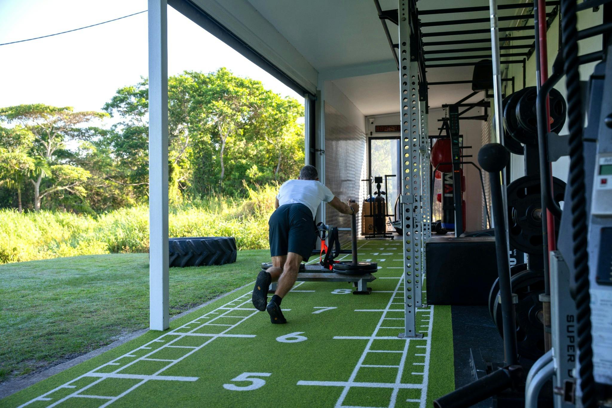 Outdoor functional training area at Bodyworkz Byron Bay