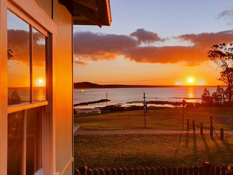 Sunset at Aurora Cottage overlooking Currarong Beach