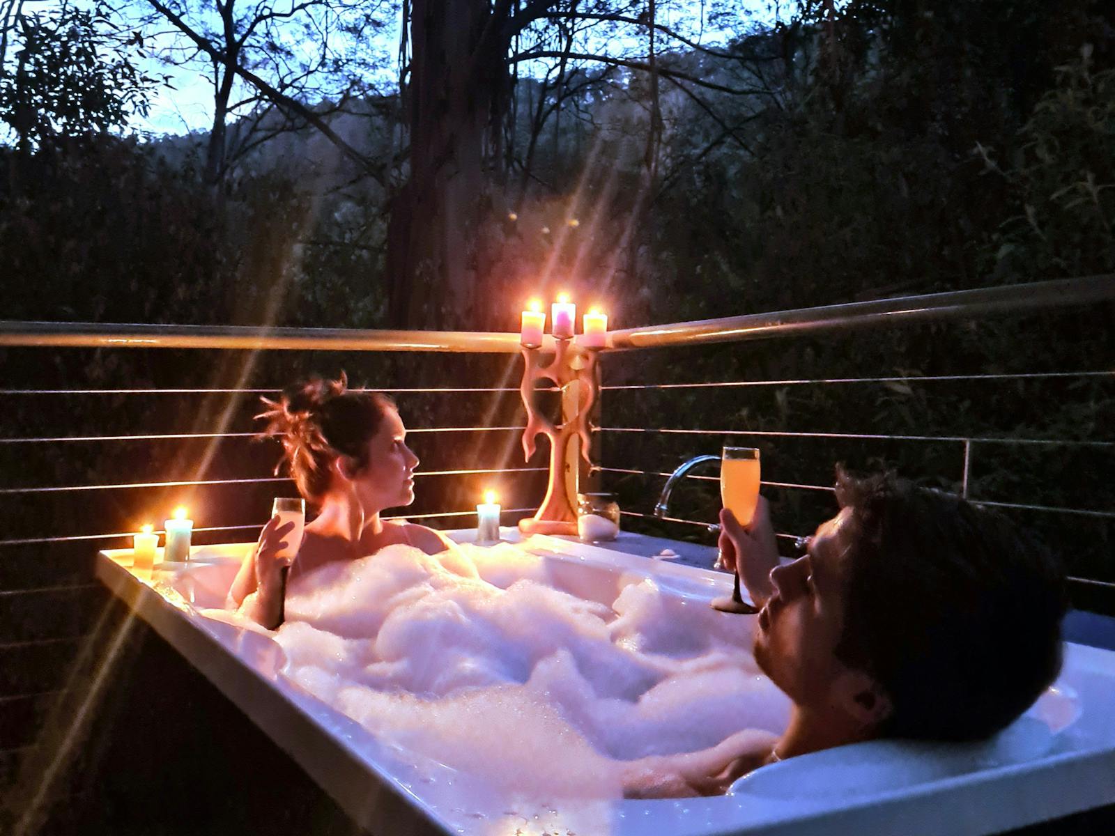 Private and romantic, this hot bath on the back deck is the perfect relaxing end to the day