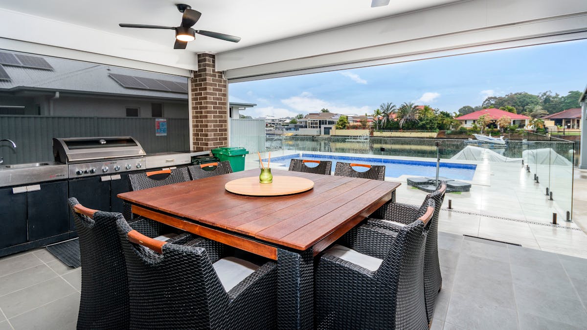 Outdoor entertainment area with BBQ