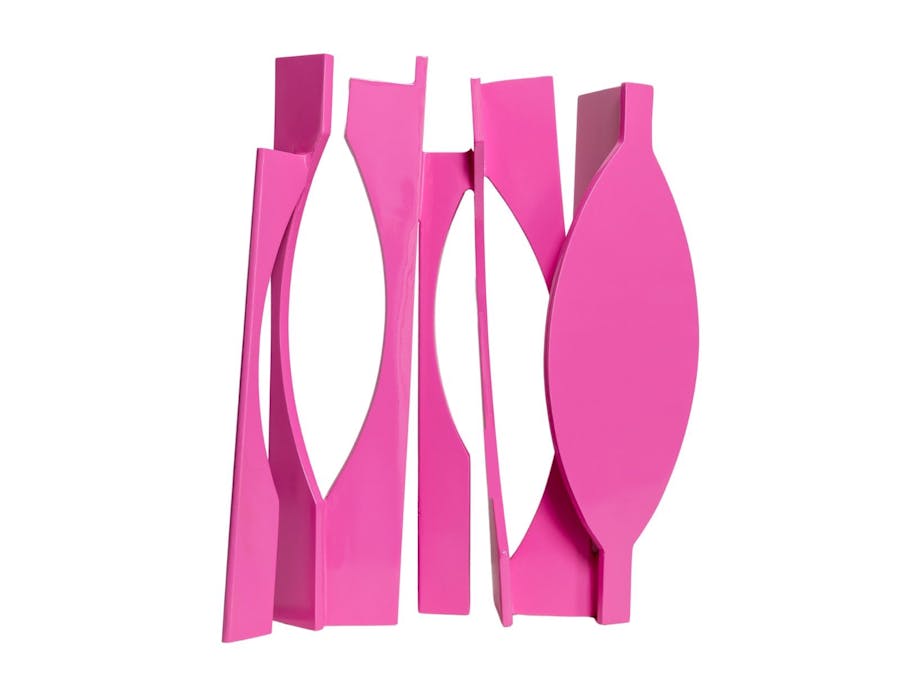 Pink Sculpture number 6 by Phil Spelman, steel and automotive paint