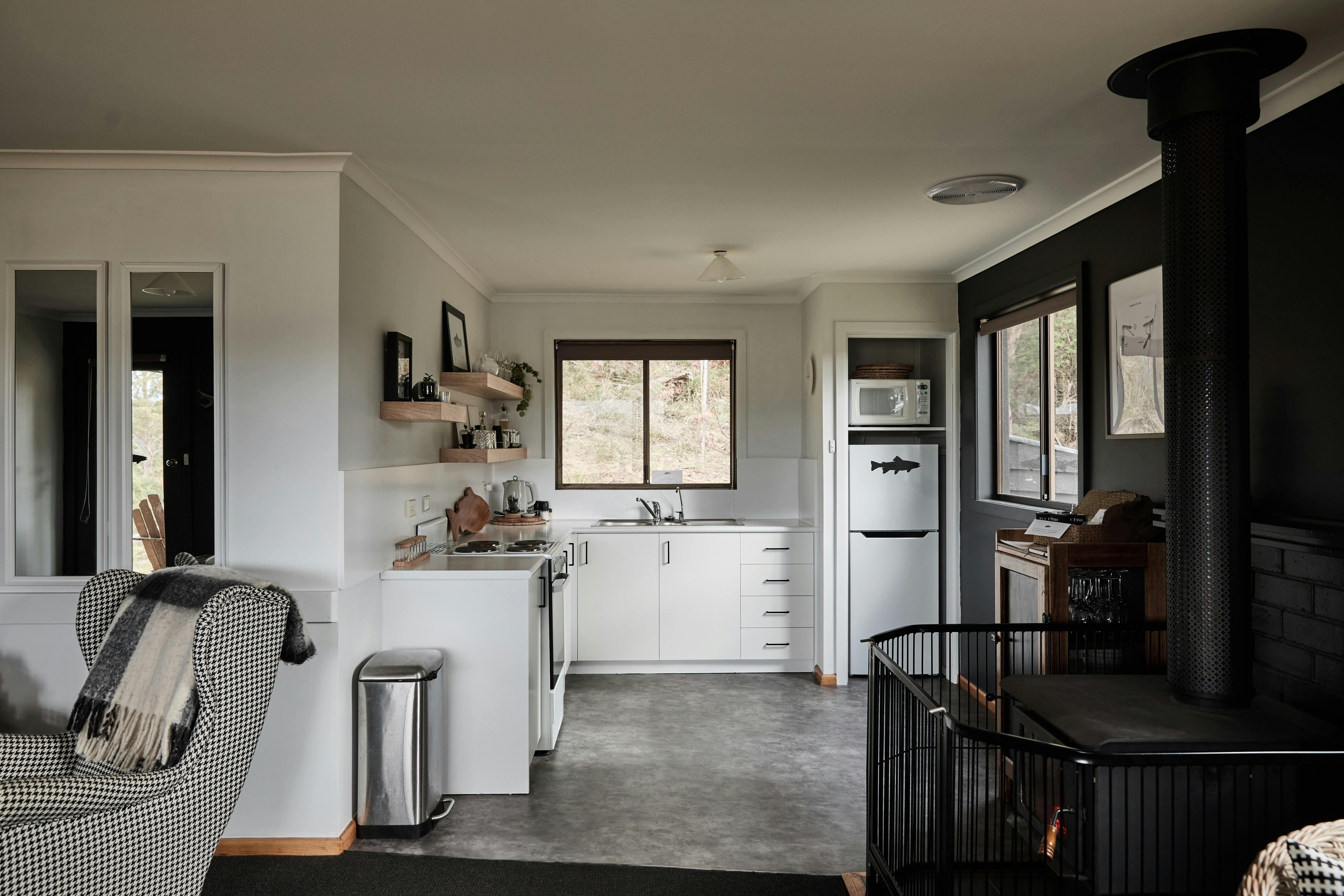 Bright kitchen within open plan living and dining area