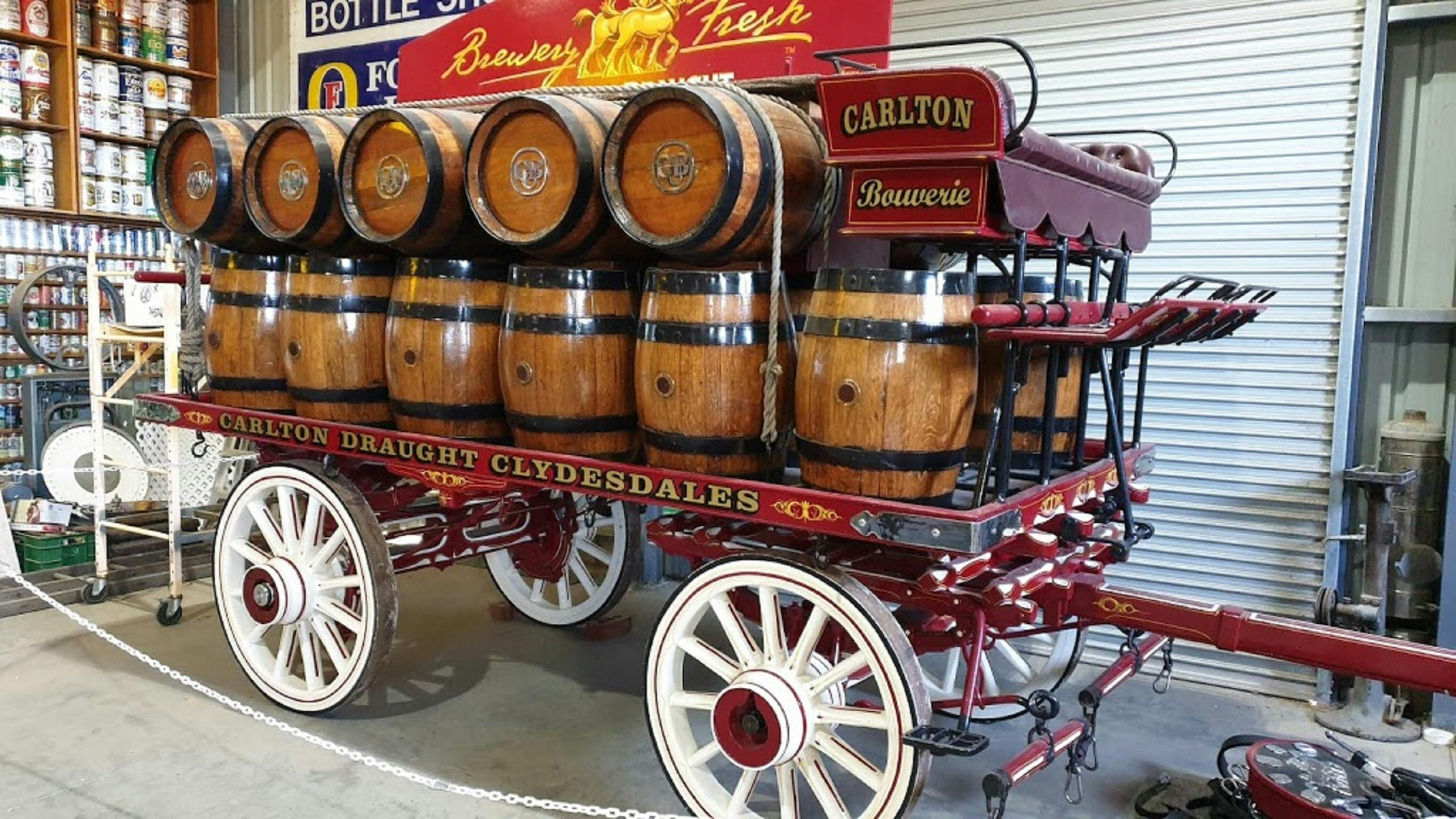 Carlton United Brewery Clydesdale 馬車現在位於 Great Aussie Beer Shed