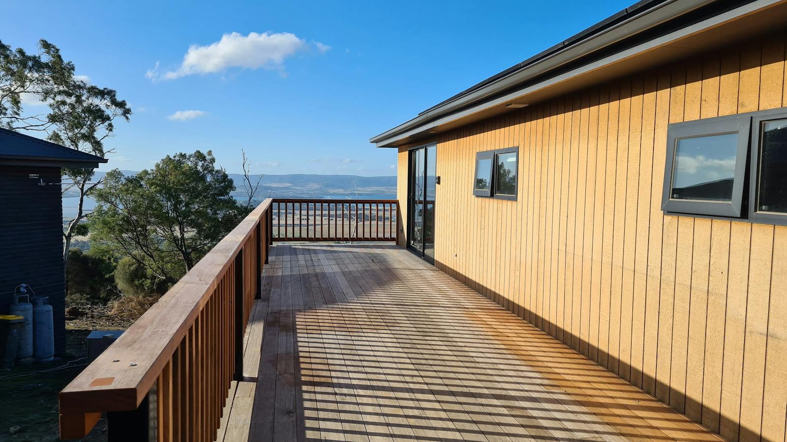 Private outdoor deck with bushland views